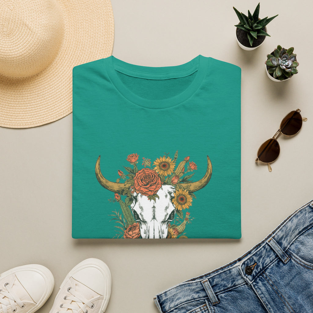 Floral Bull Skull T-Shirt — Boho Western Graphic Tee