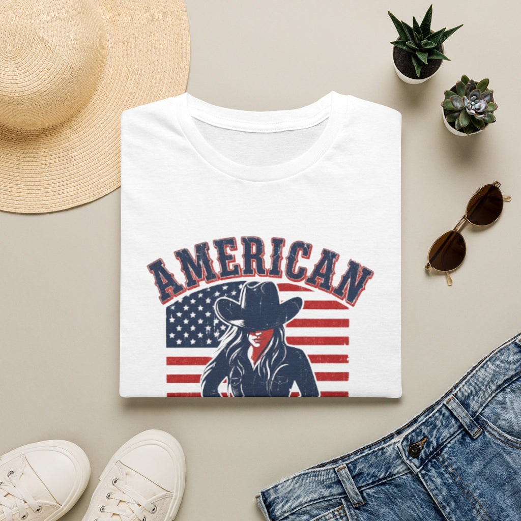 American Cowgirl T-Shirt — Vintage Flag Western Tee