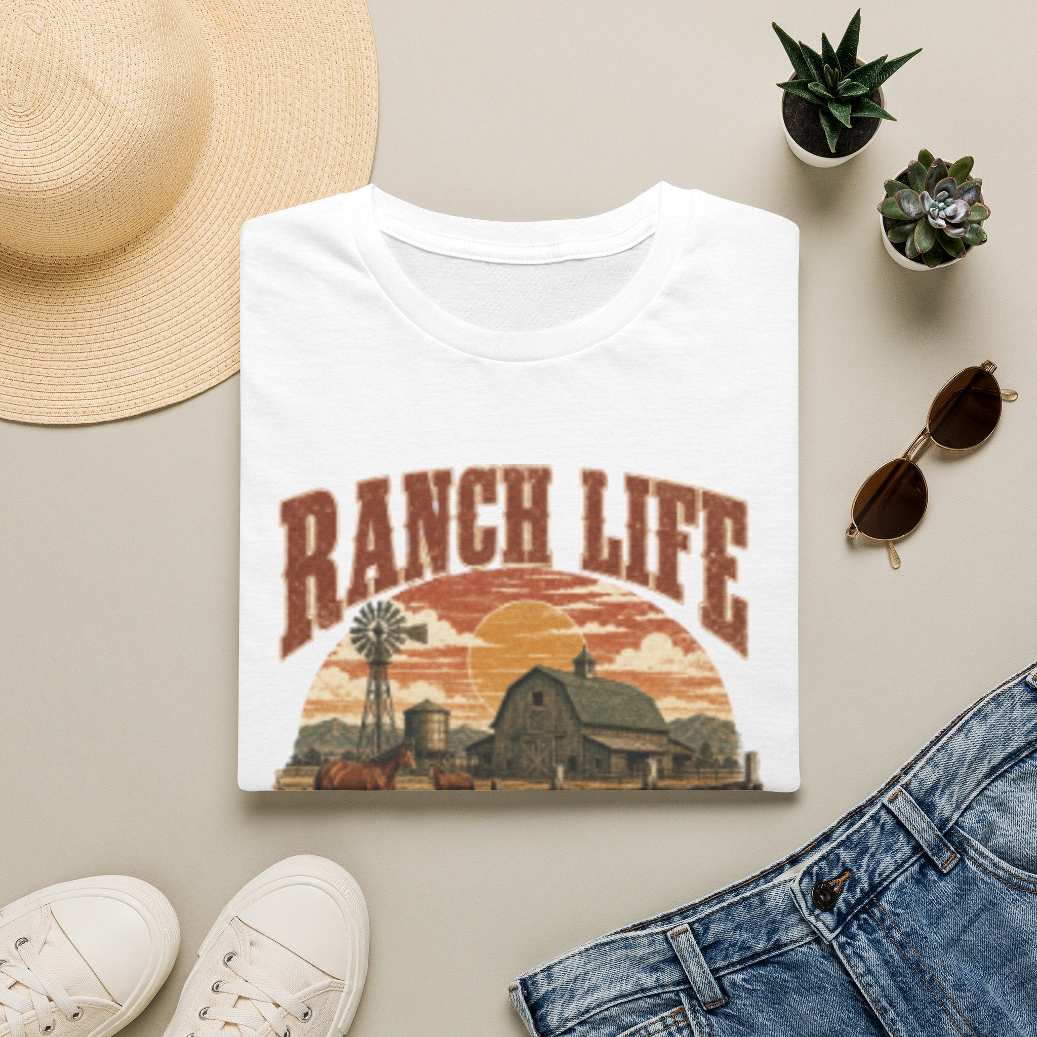 Ranch Life T-Shirt — 'Born This Way' Vintage Farm Sunset Tee