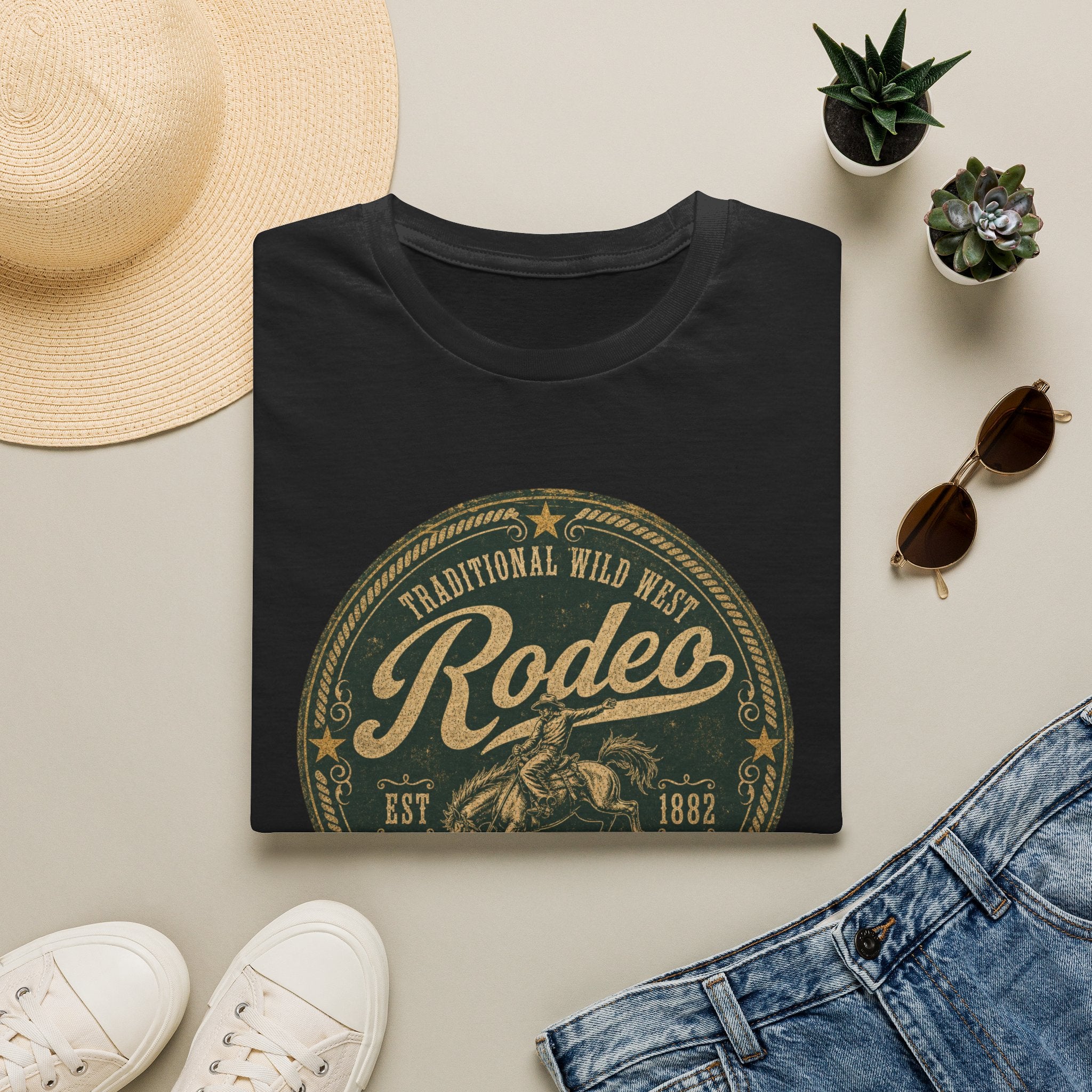Rodeo Vintage Round Logo T-Shirt — Western Cowboy Graphic Tee
