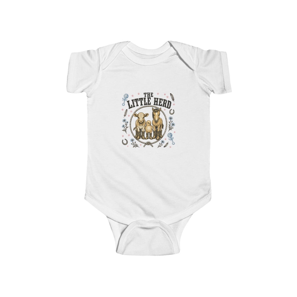 Infant Bodysuit — "Little Herd" Cute Farm Animal Baby Onesie