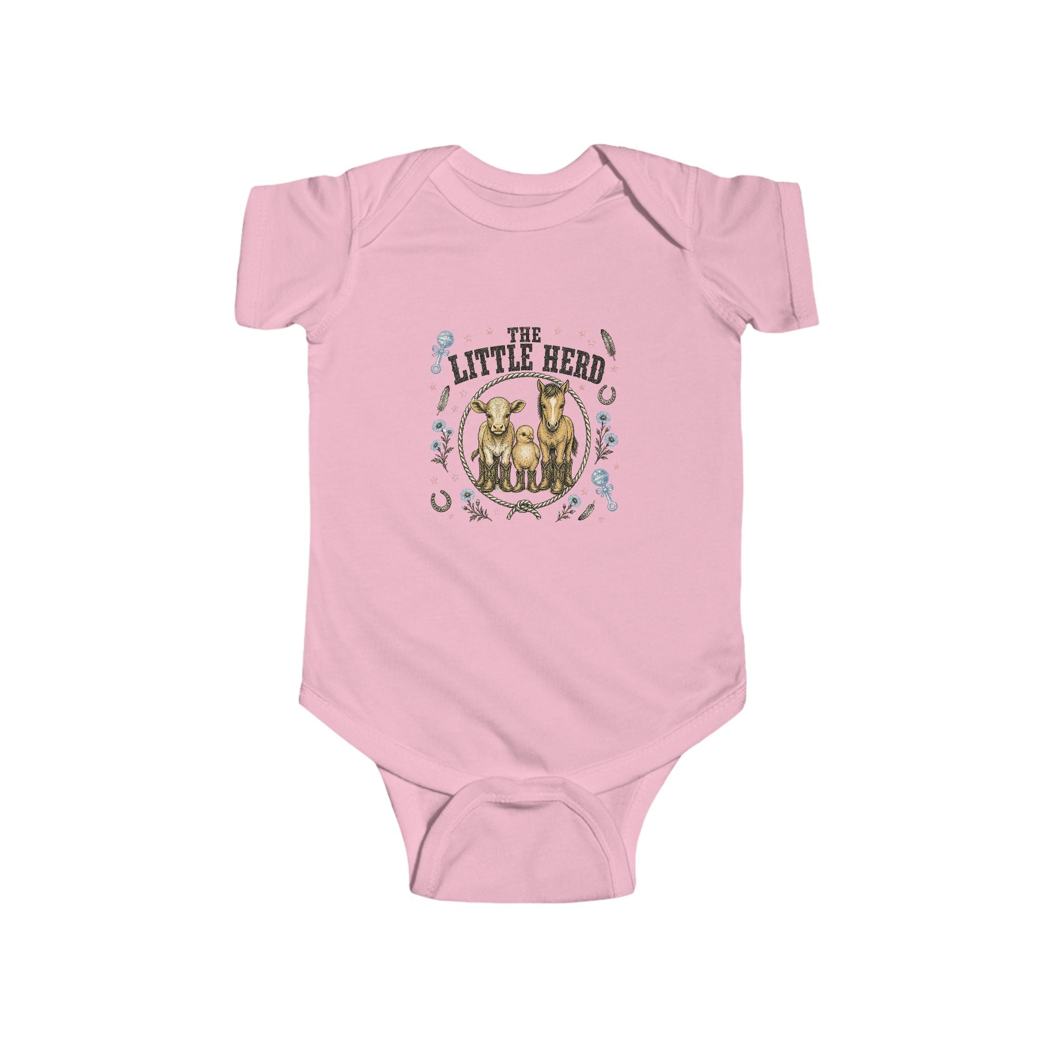 Infant Bodysuit — "Little Herd" Cute Farm Animal Baby Onesie