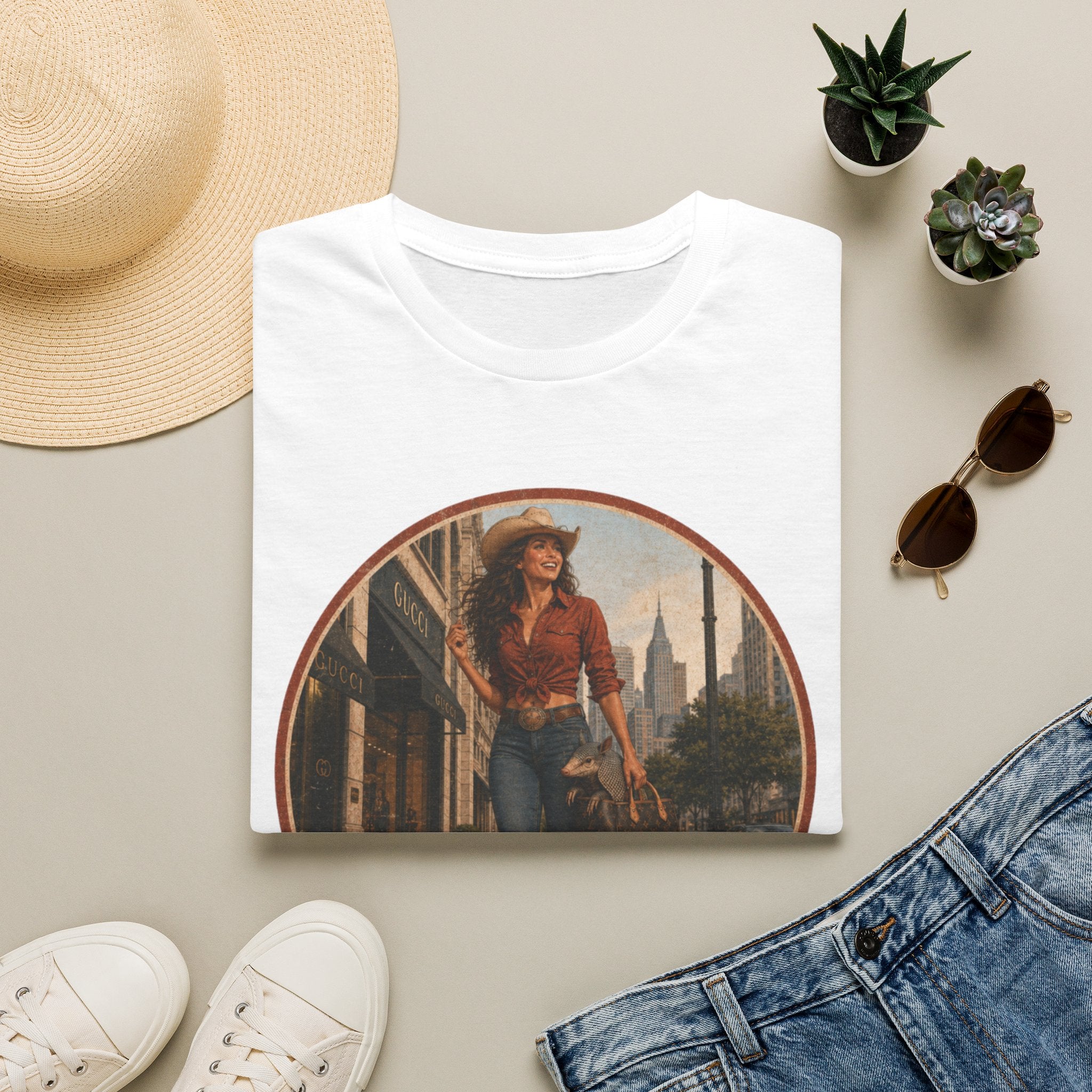 Cowgirl Cityscape T‑Shirt — Western Urban Vintage Graphic Tee