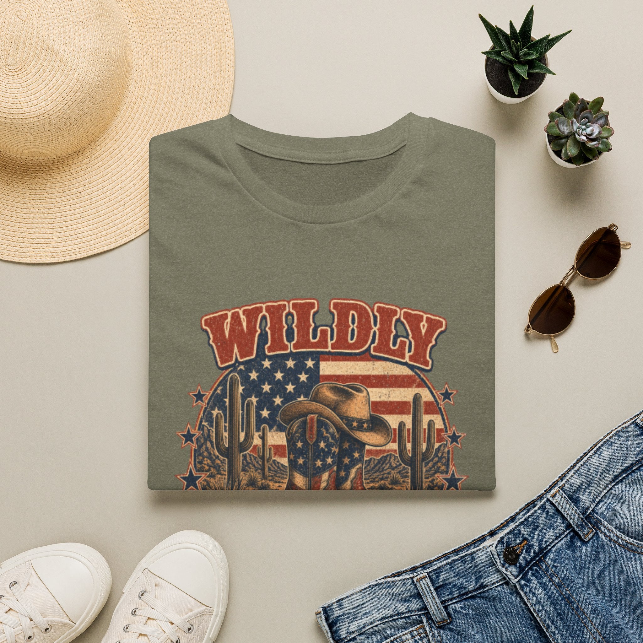 Wildly American T-Shirt — Vintage Cowboy Flag Graphic