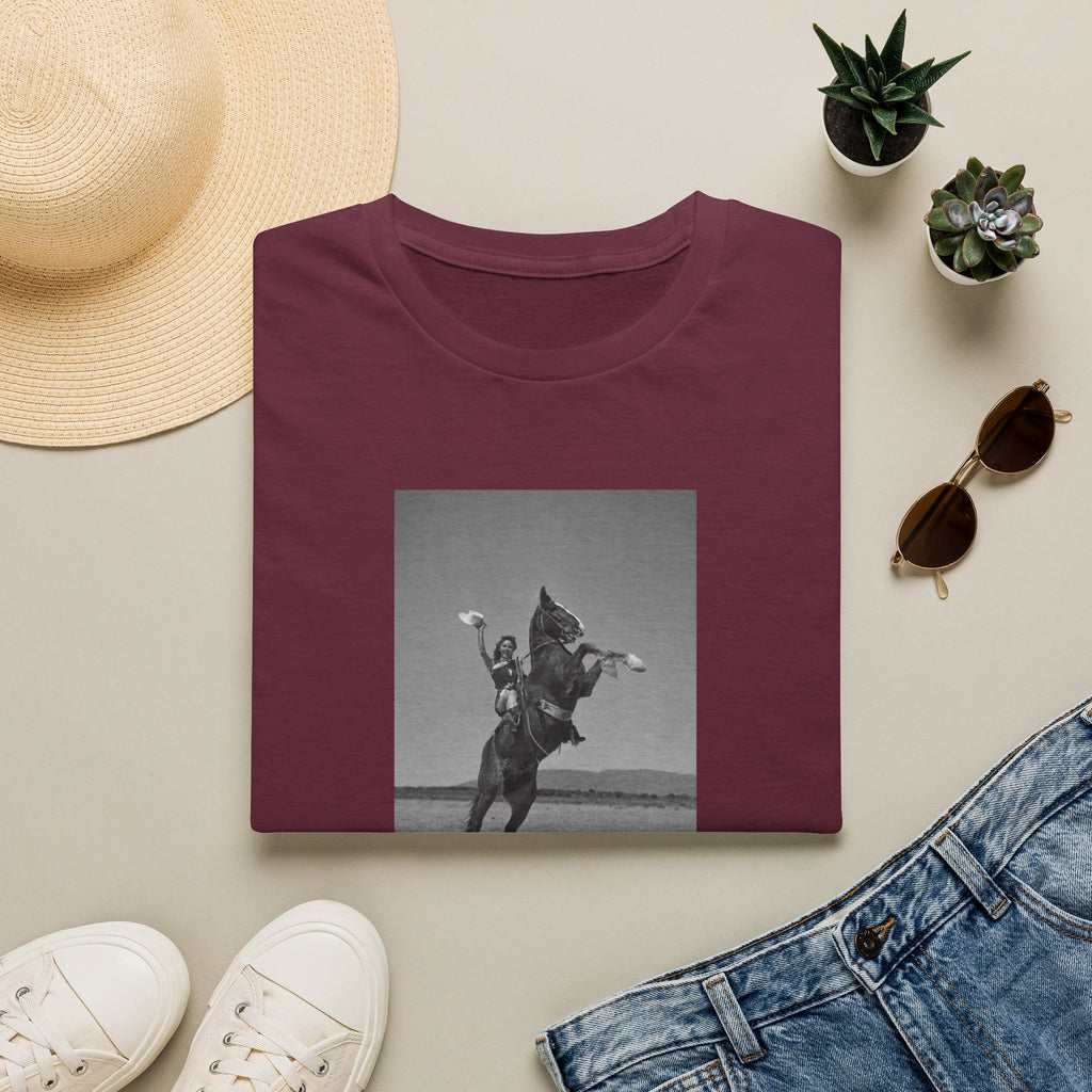 Vintage Rodeo Cowboy Photo T-Shirt — Black & White Western Graphic