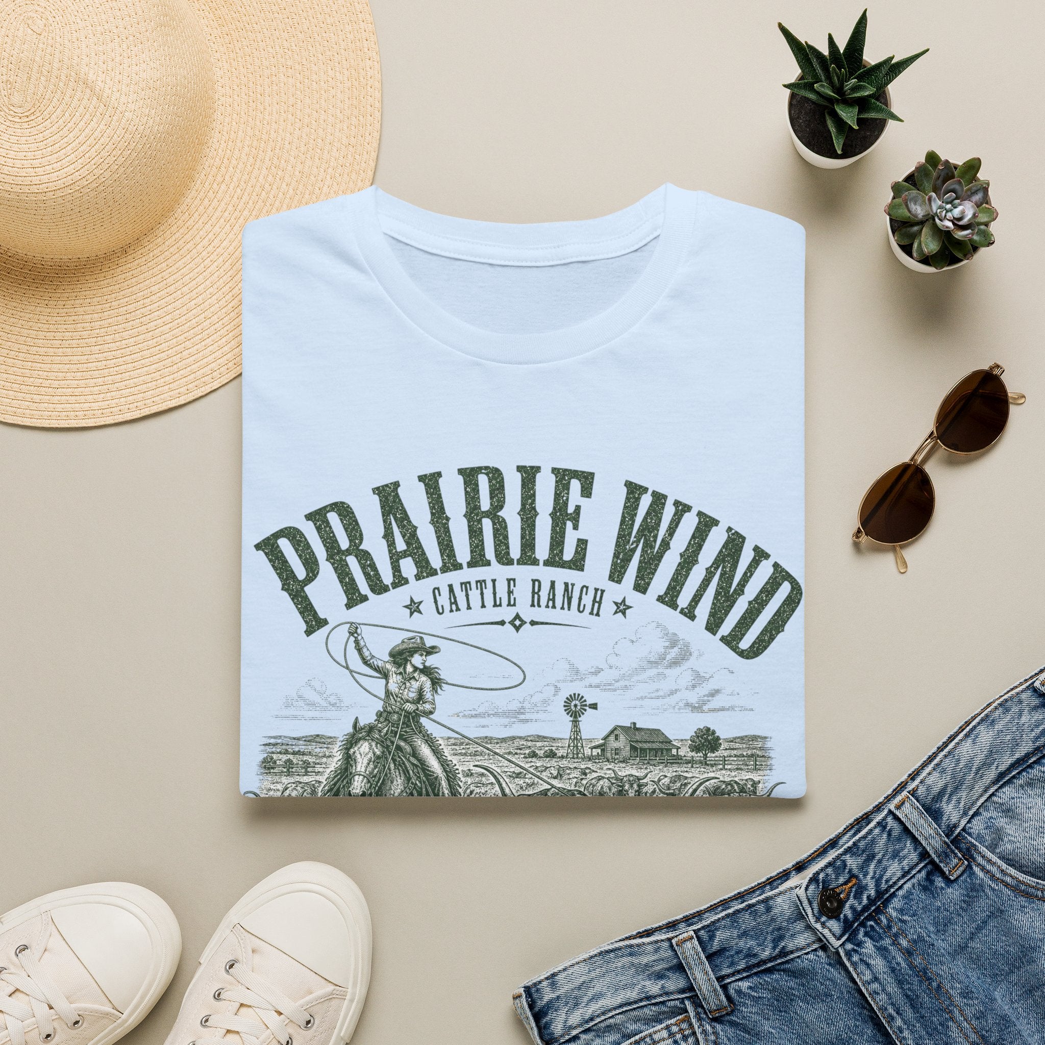 Prairie Wind Cattle Ranch T-Shirt — Vintage Western Cowgirl Tee