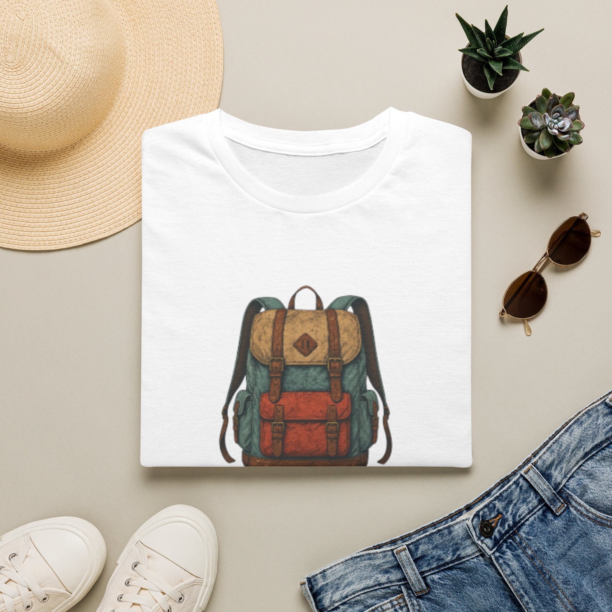 Adventure Backpack T‑Shirt — Vintage Camper Rucksack Graphic Tee