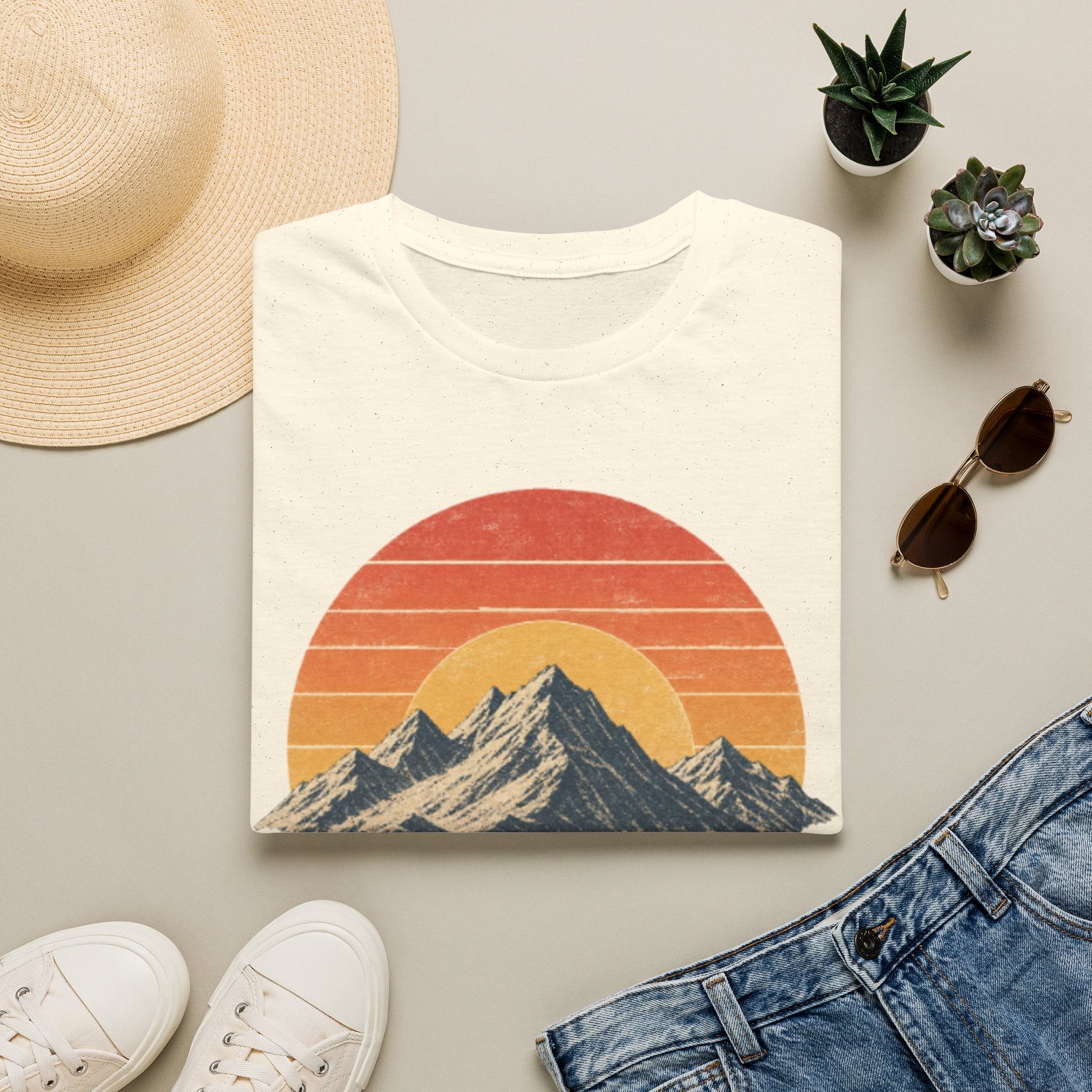 Vintage Sunset Mountain T-Shirt — Retro Scenic Graphic Tee