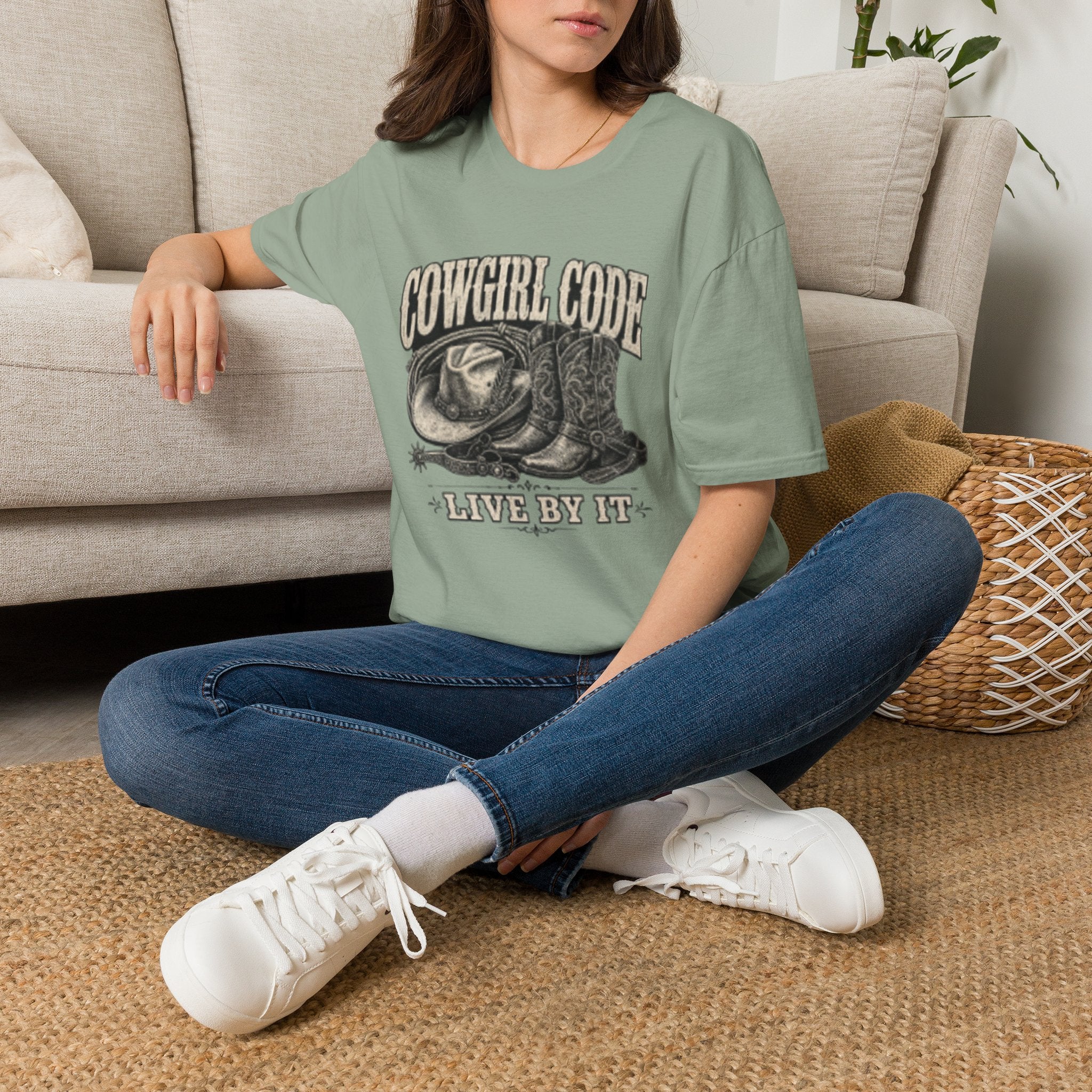 Cowgirl Code T-Shirt — Vintage Western 'Live By It' Graphic Tee