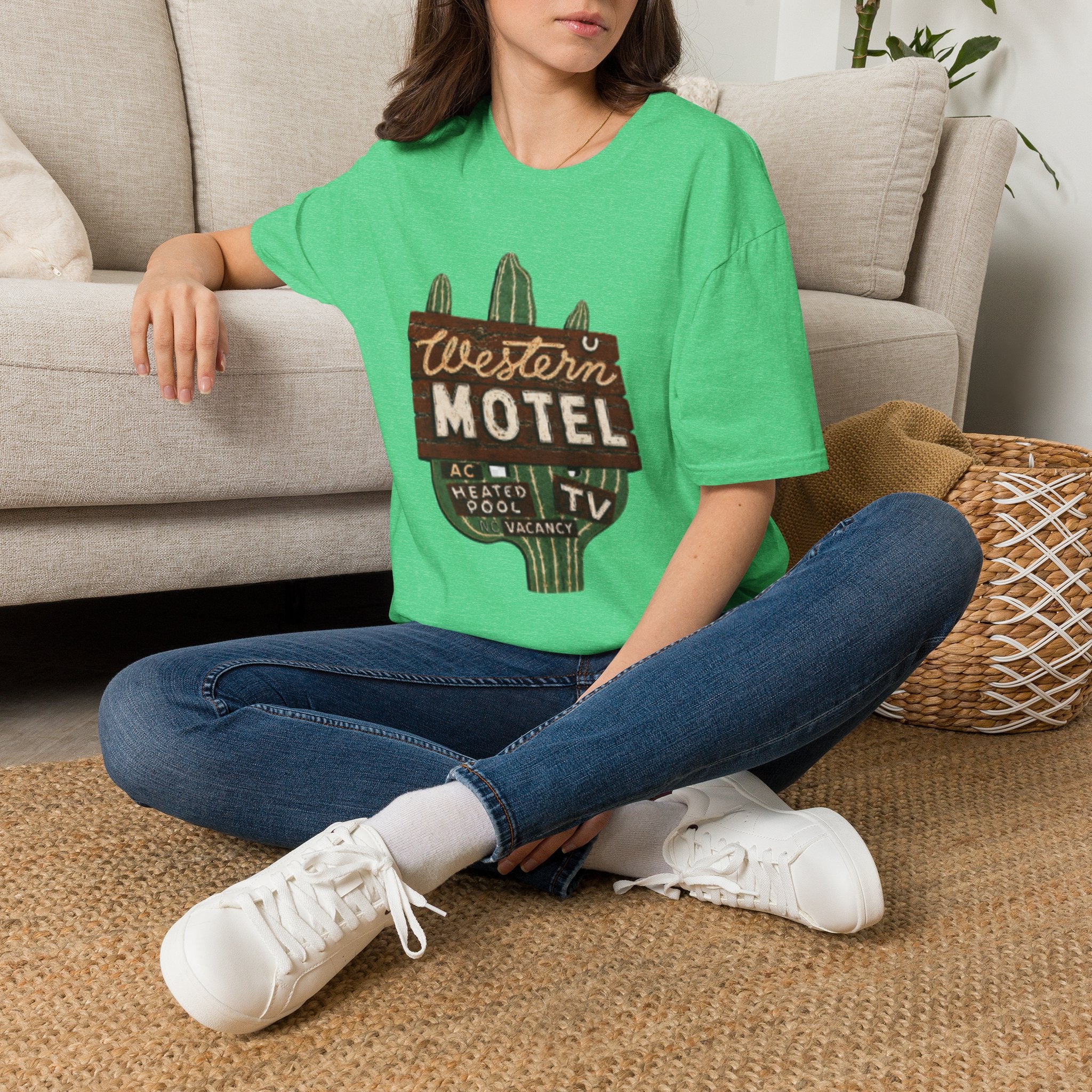 Western Motel Vintage Sign T-Shirt — Desert Cactus Roadtrip Tee