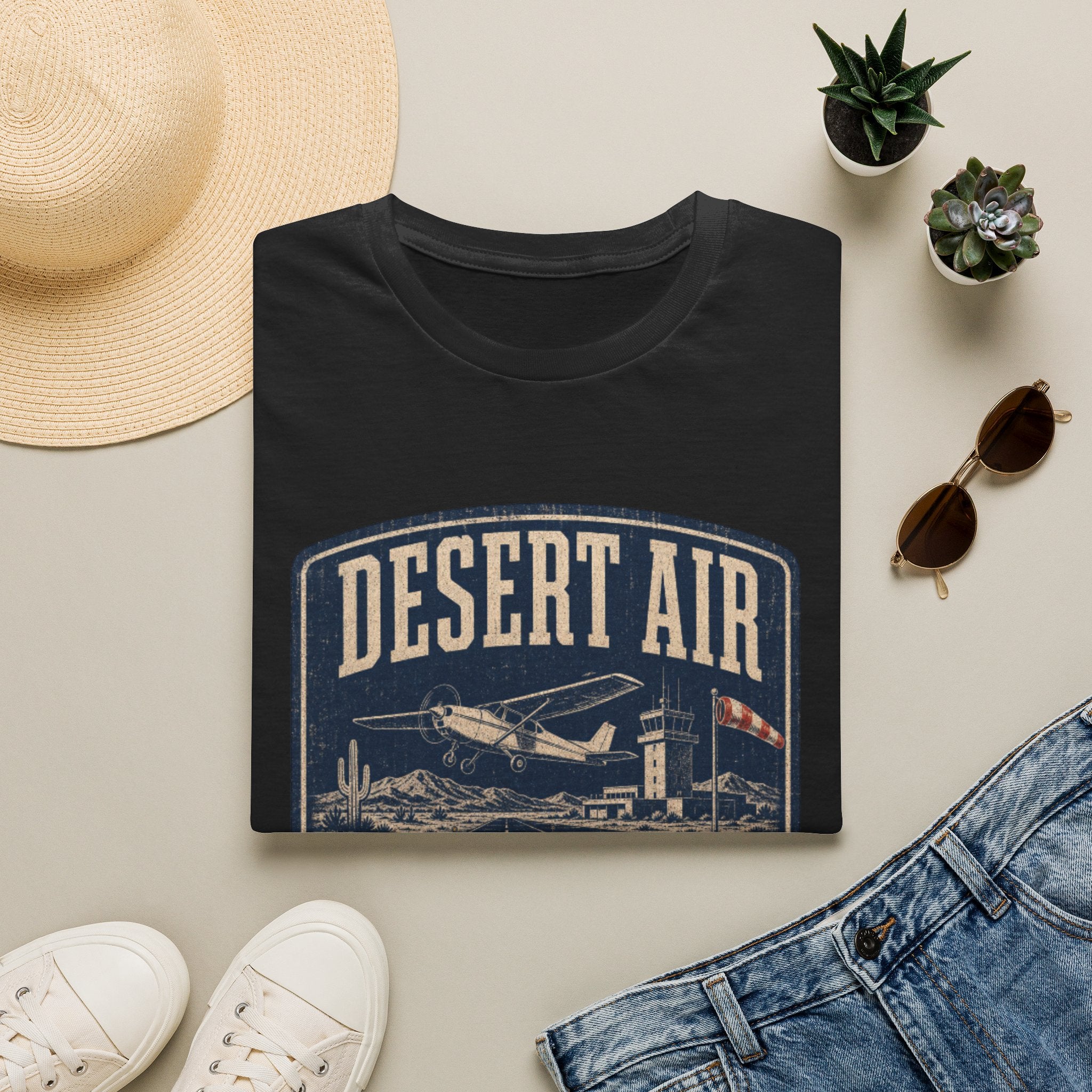 Desert Air Vintage Aviation T-Shirt — "Cleared for Takeoff" Plane Tee