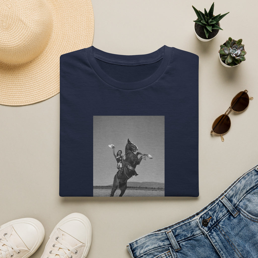 Vintage Rodeo Cowboy Photo T-Shirt — Black & White Western Graphic