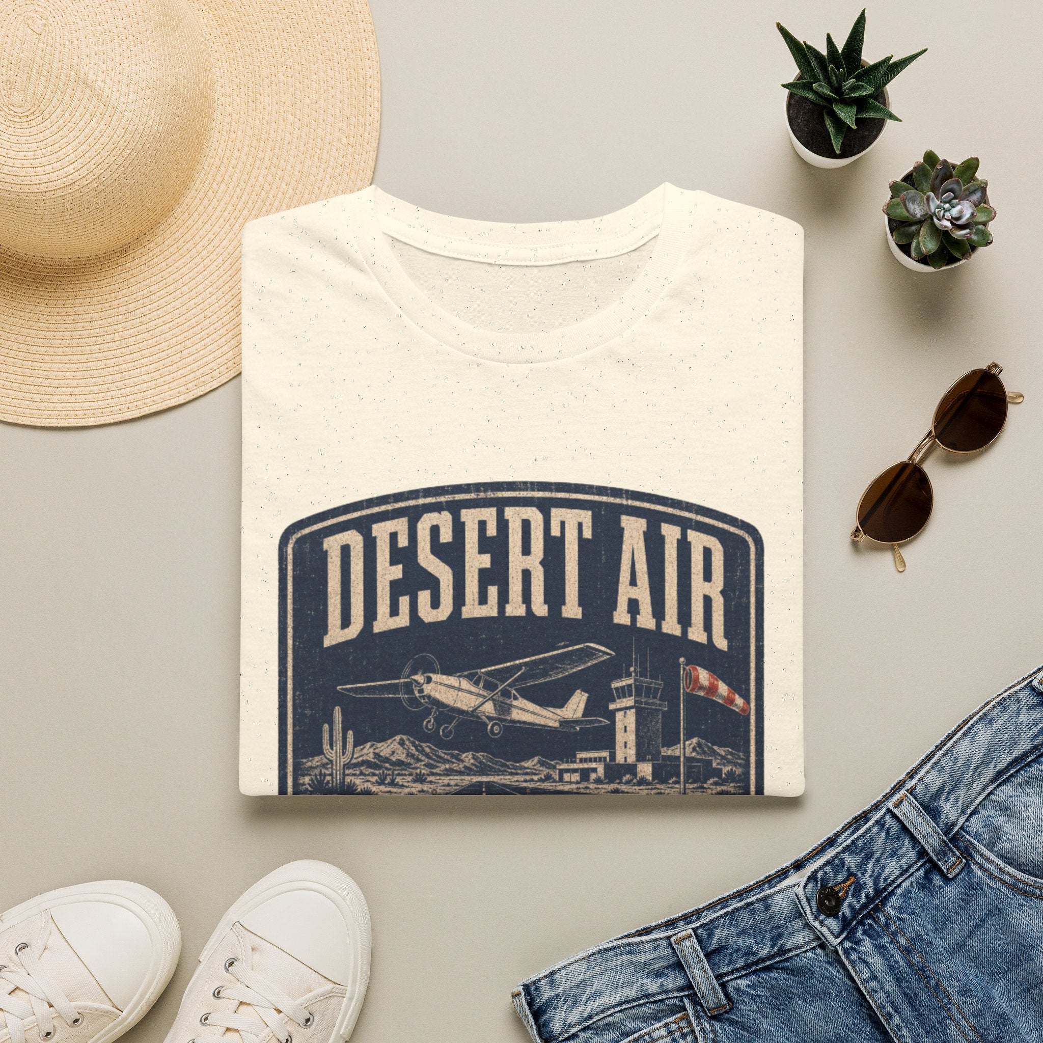 Desert Air Vintage Aviation T-Shirt — "Cleared for Takeoff" Plane Tee