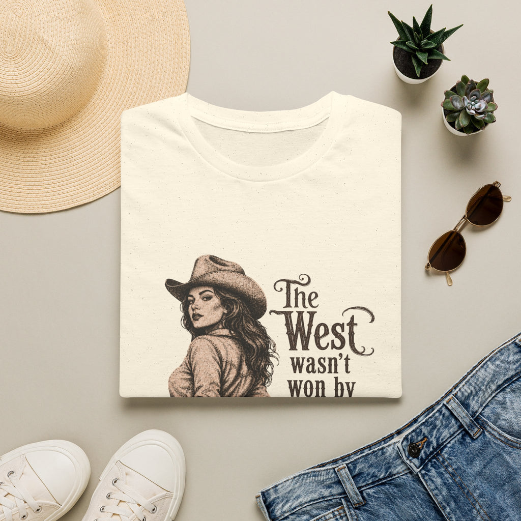 T‑Shirt — “The West Wasn’t Won by Women Who Asked Permission” Vintage Cowgirl Graphic