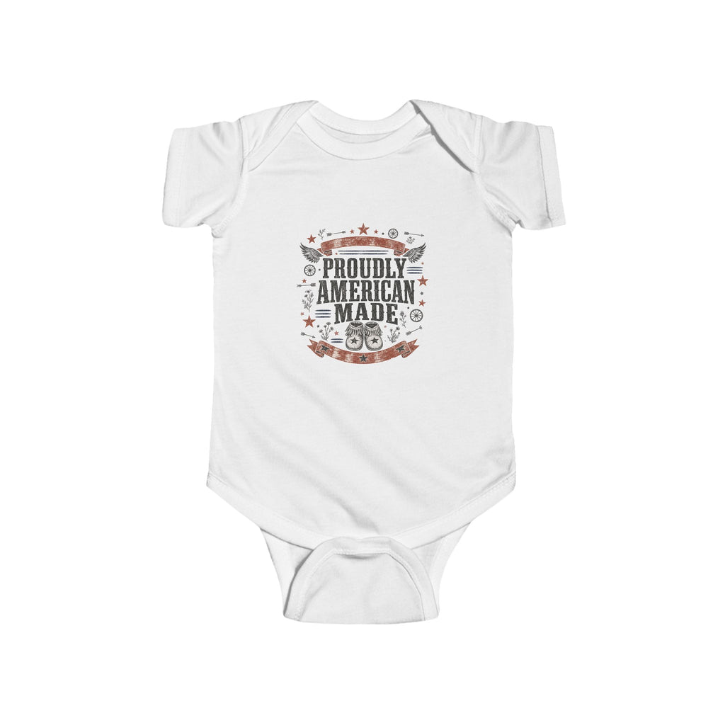 Proudly American Made Infant Bodysuit — Patriotic Baby Onesie