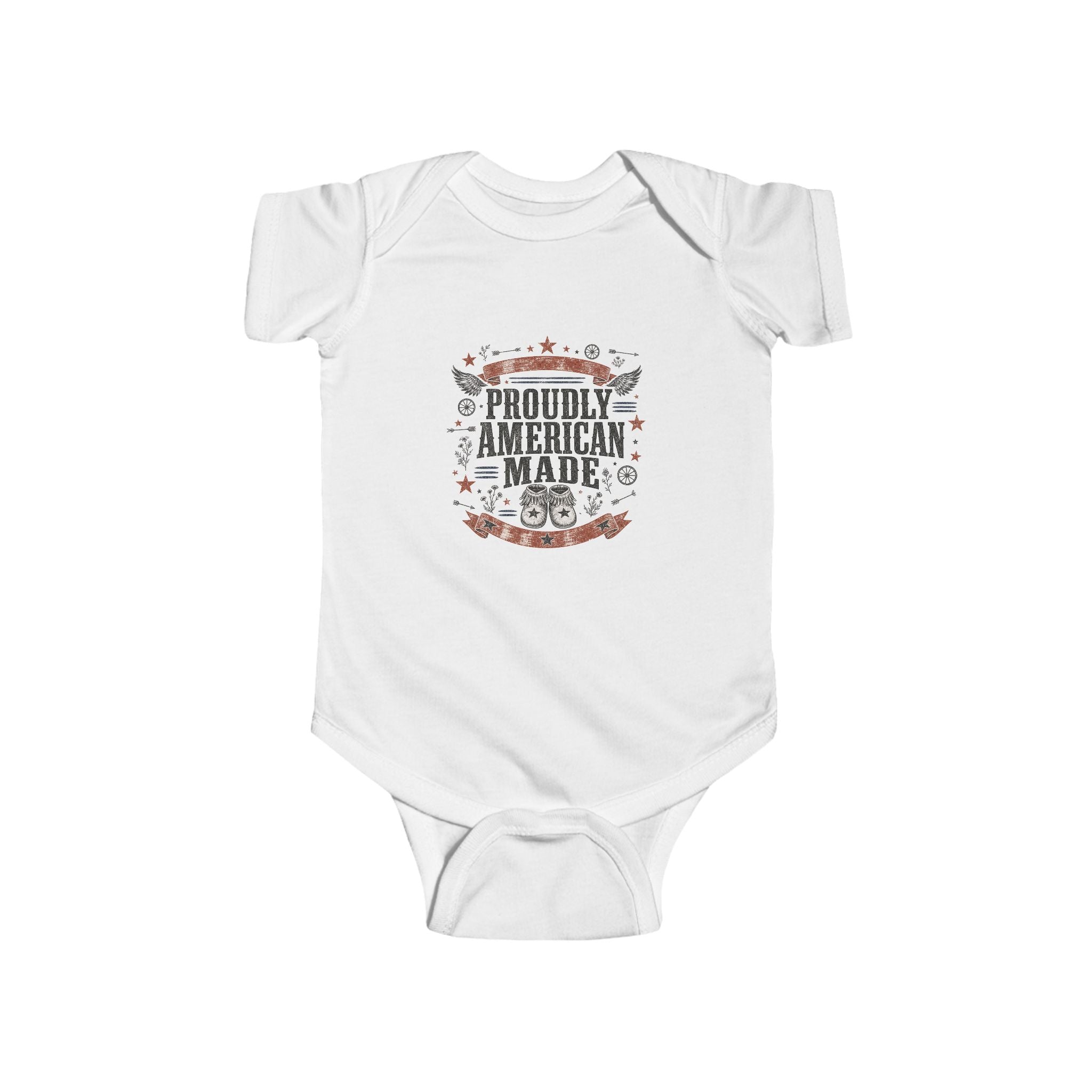 Proudly American Made Infant Bodysuit — Patriotic Baby Onesie