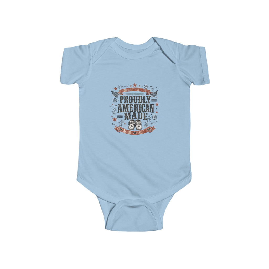 Proudly American Made Infant Bodysuit — Patriotic Baby Onesie