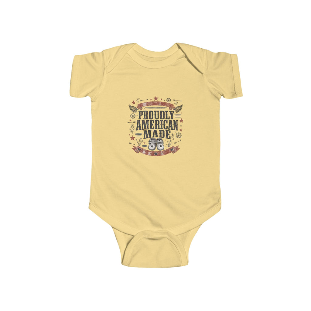 Proudly American Made Infant Bodysuit — Patriotic Baby Onesie