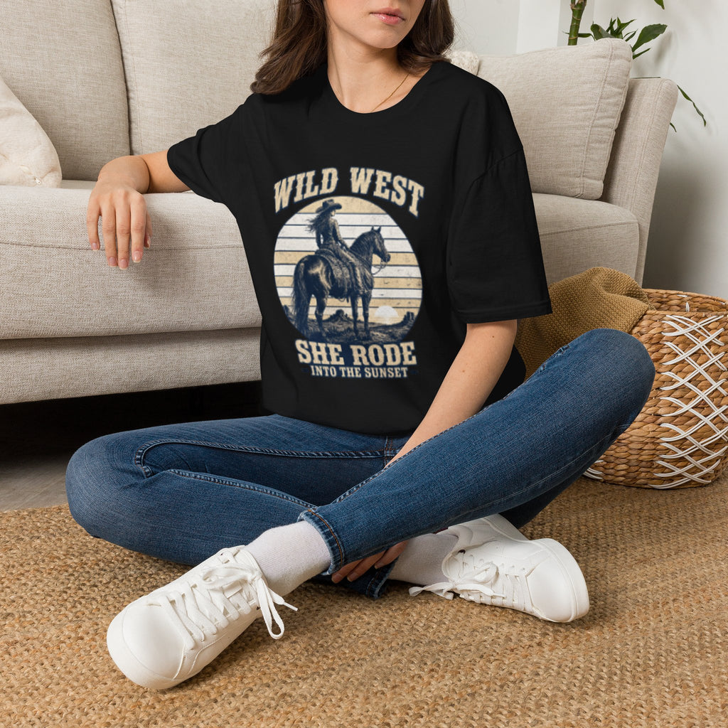 Wild West T-Shirt — Vintage Cowboy 'She Rode' Graphic