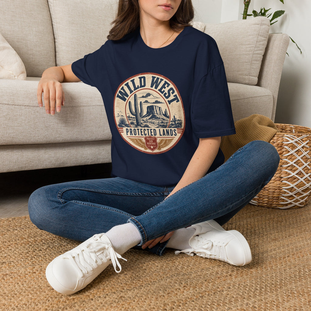 Wild West Vintage T-Shirt — "Wild West Protected Lands" Desert Cactus Graphic