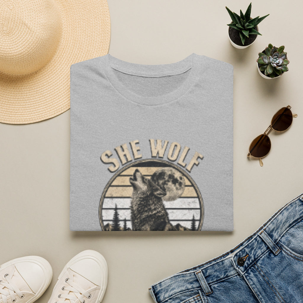 She Wolf T-Shirt — Retro Howling Wolf Moon Graphic