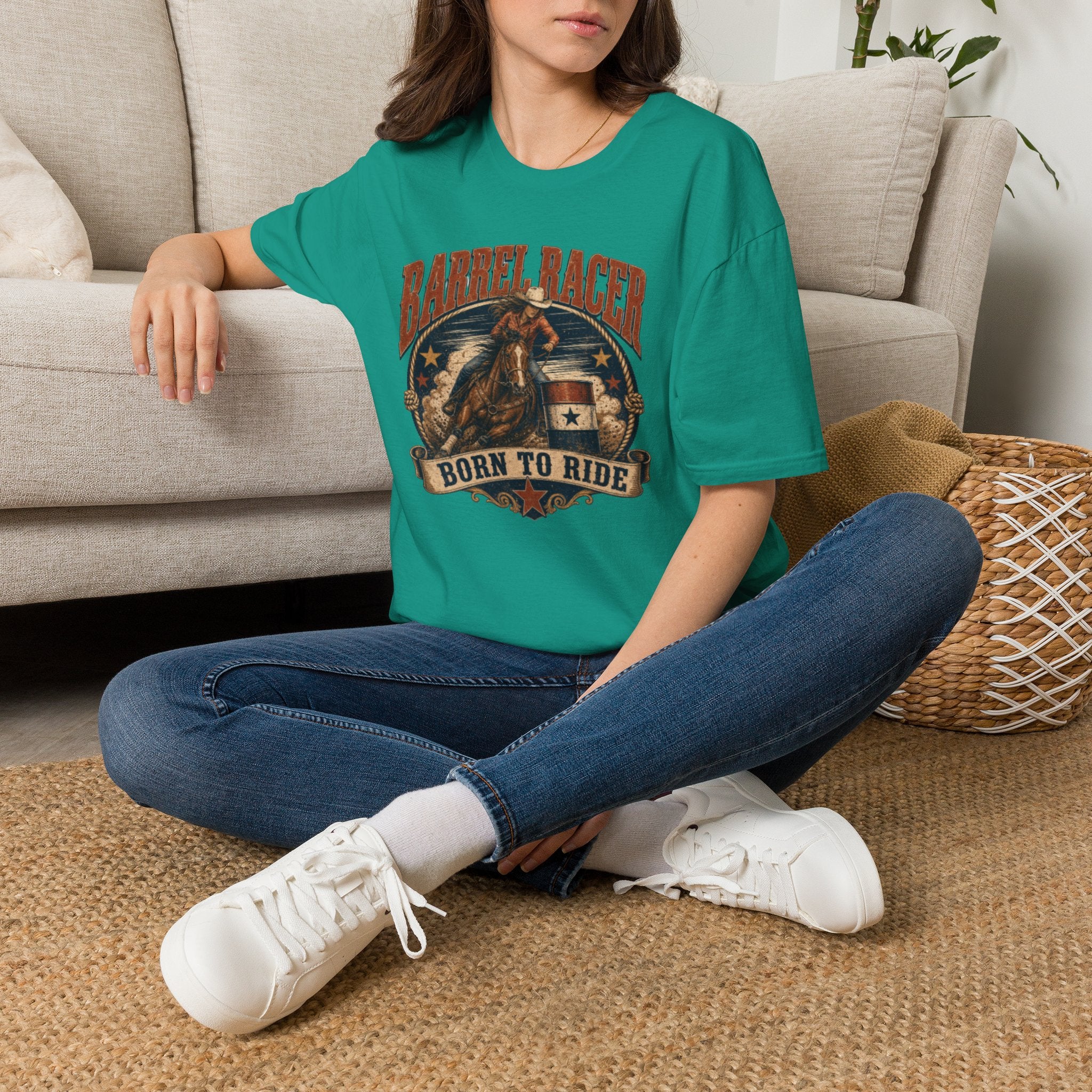 Barrel Racer T-Shirt — Vintage 'Born to Ride' Rodeo Graphic Tee