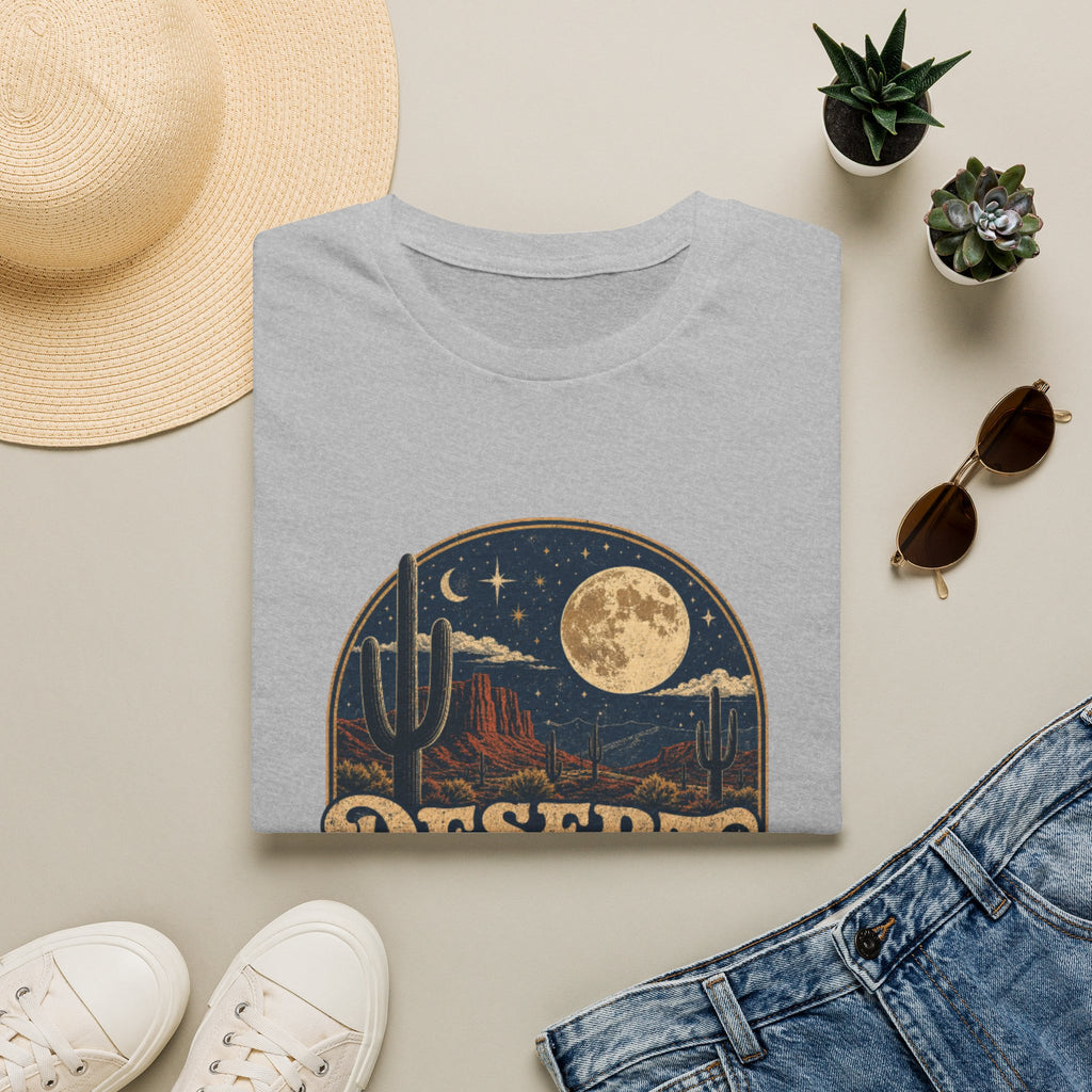 Desert Nights Graphic T-Shirt — “Desert Nights & Lights” Retro Moonlit Cactus Tee