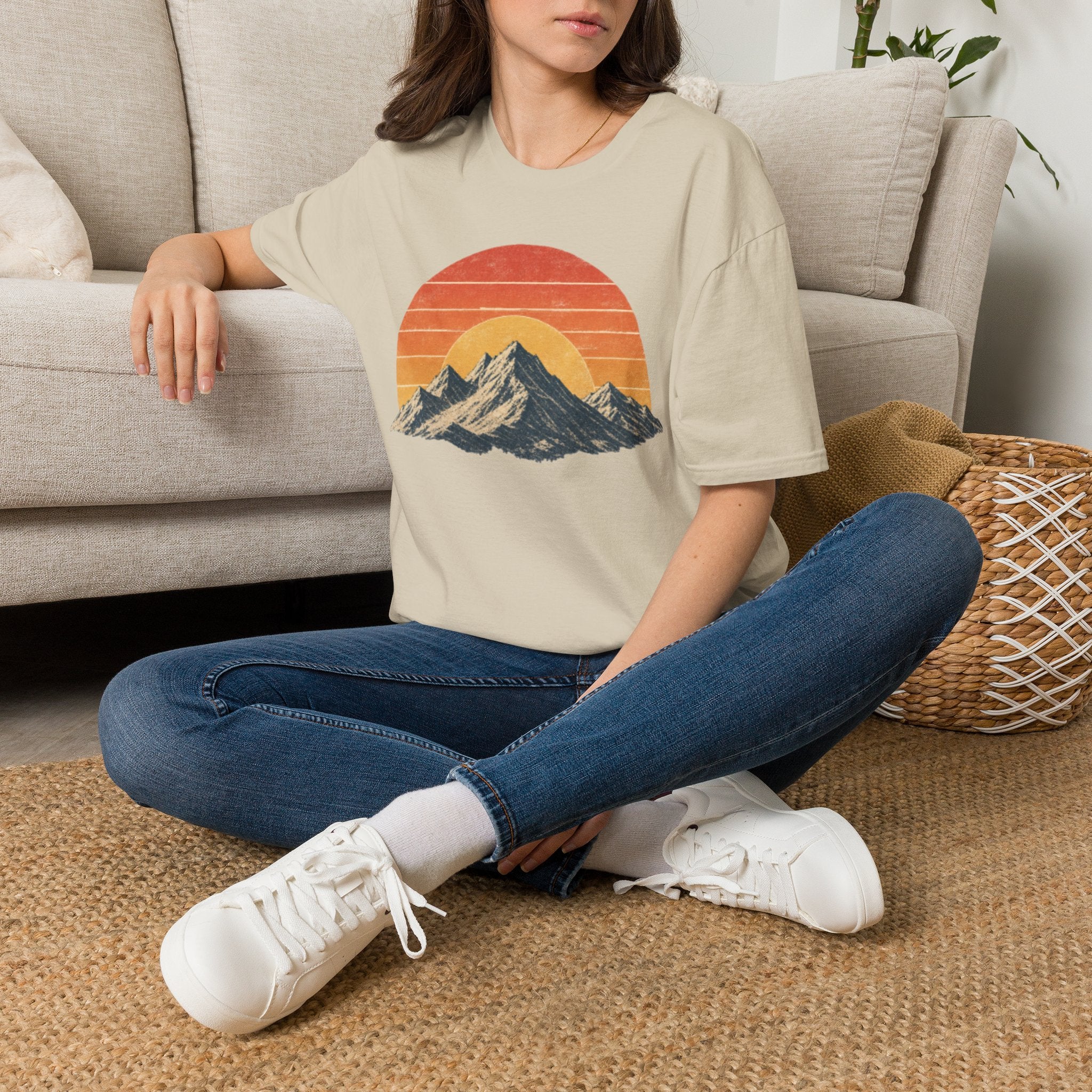 Vintage Sunset Mountain T-Shirt — Retro Scenic Graphic Tee