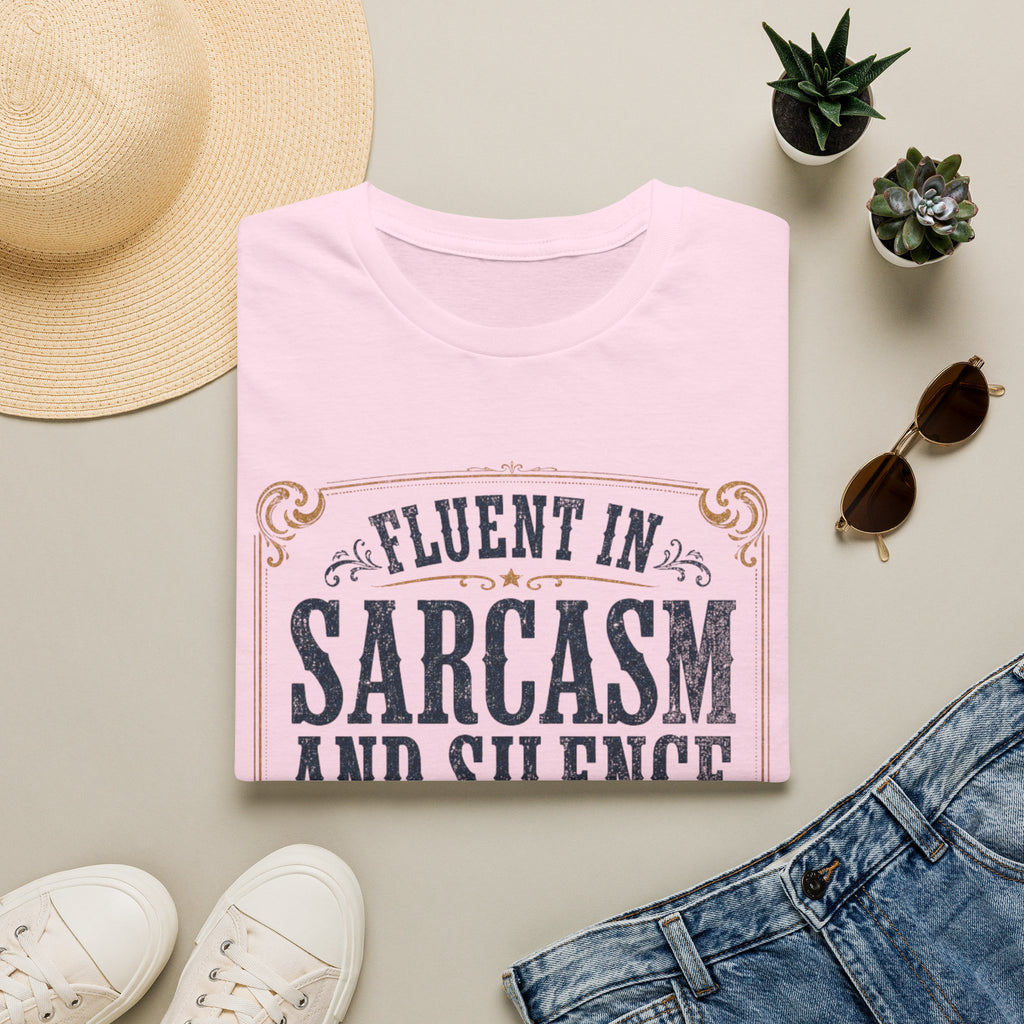 Sarcasm and Silence Tee — "Fluent in Sarcasm and Silence" Graphic T-Shirt
