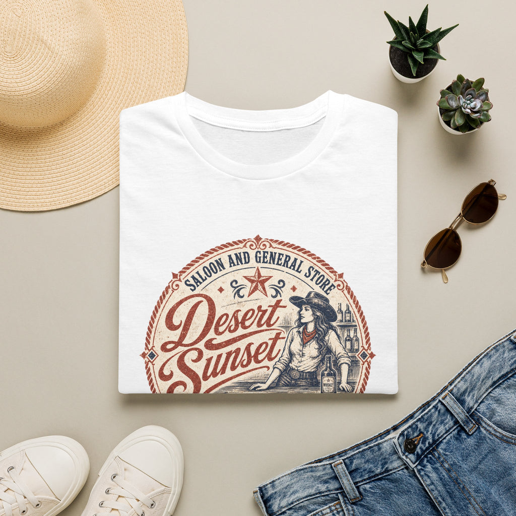 Desert Sunset Saloon T-Shirt — Vintage Western Cowgirl Graphic Tee