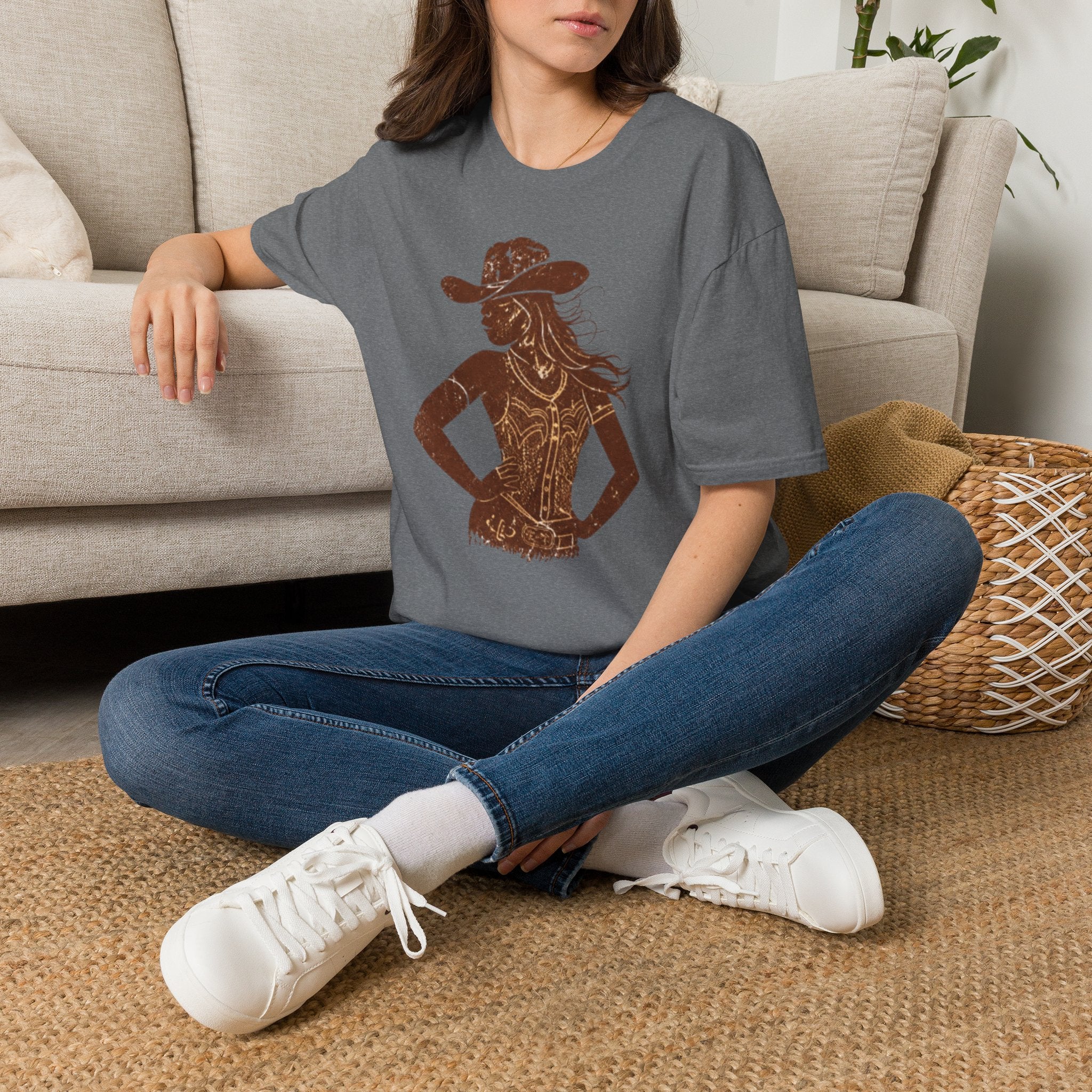 Cowgirl Silhouette T‑Shirt — Rustic Western Woman Graphic Tee