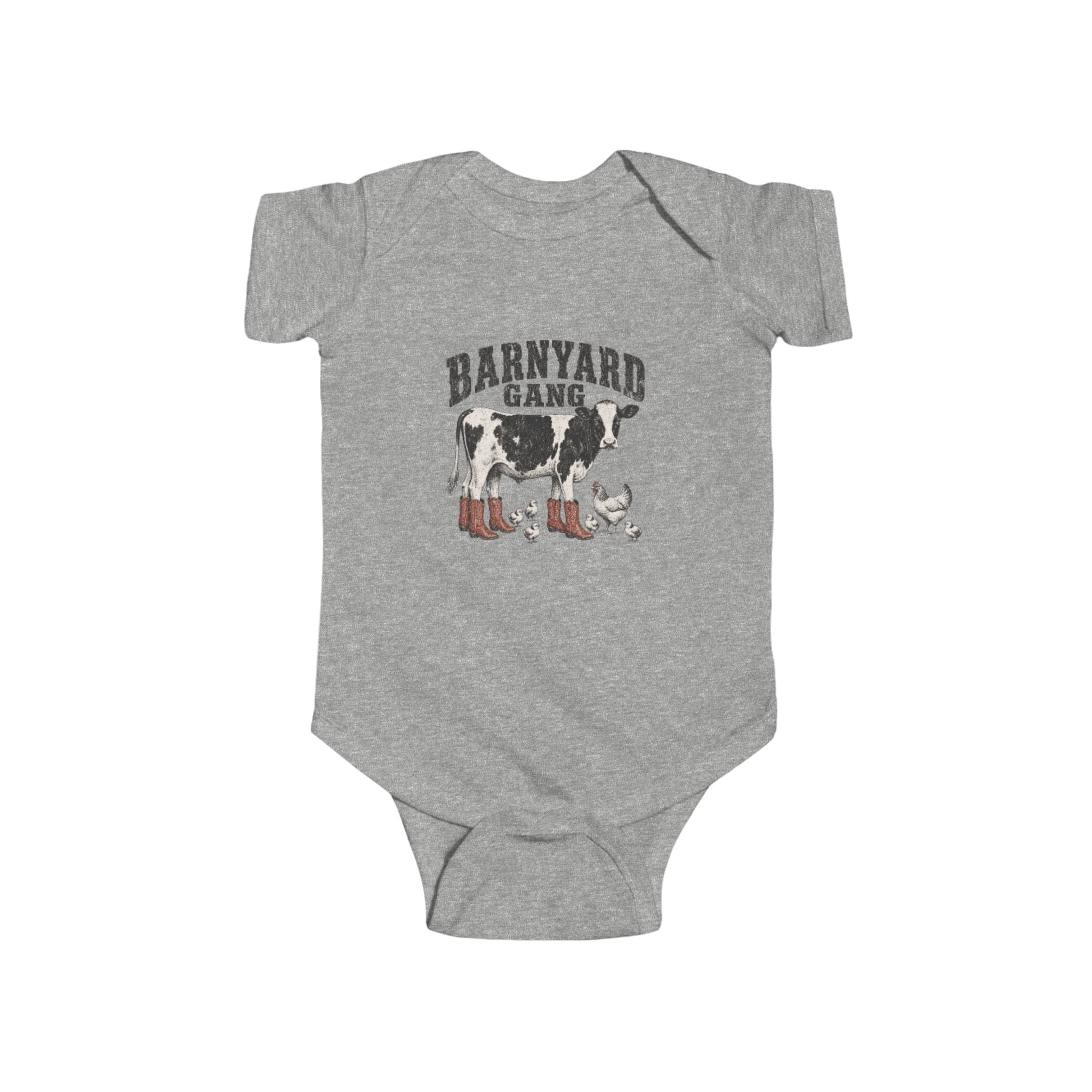 Barnyard Gang Infant Bodysuit — Cute Farm Cow Baby Onesie