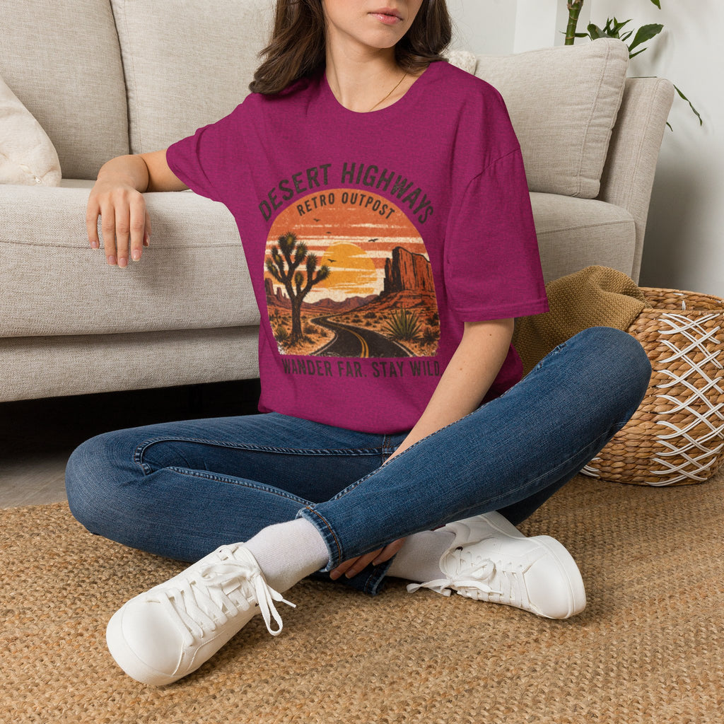 Desert Highways T‑Shirt — Retro Outpost Sunset Graphic Tee