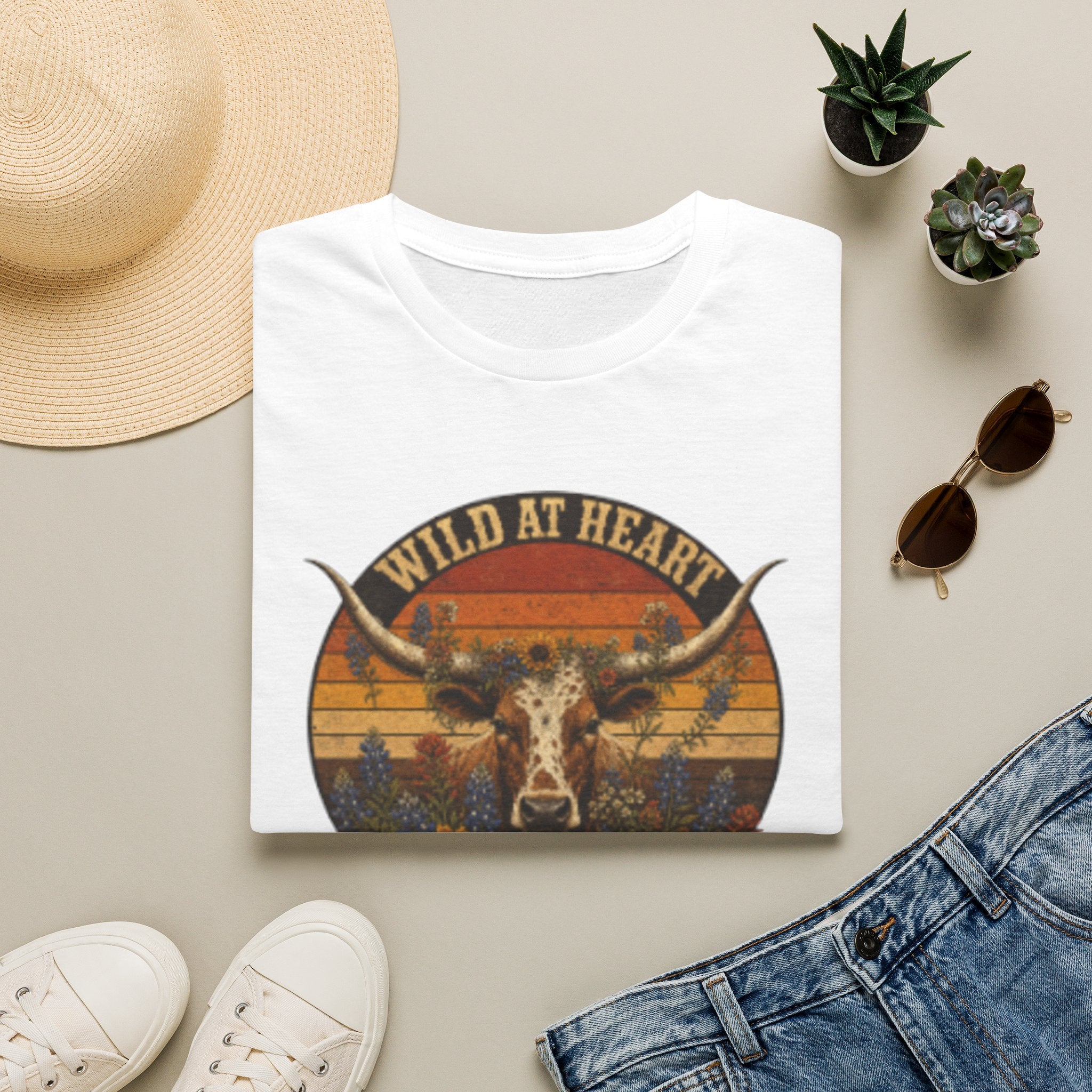 Wild At Heart Texas Born T-Shirt — Vintage Longhorn Graphic