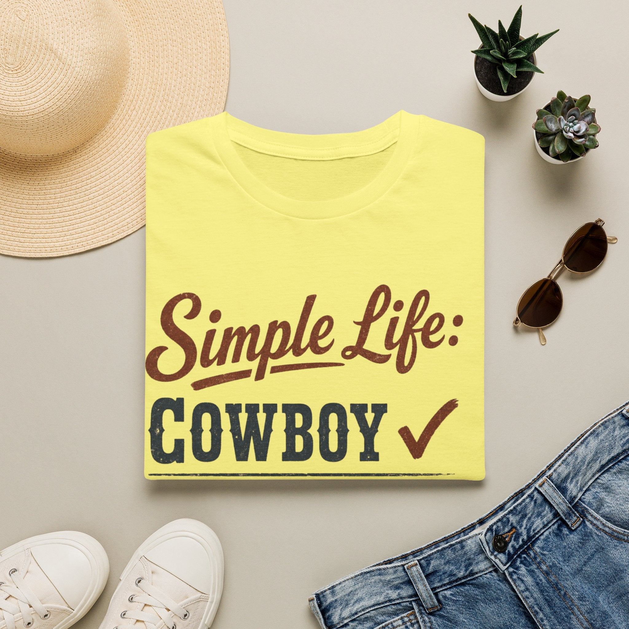 Simple Life: Cowboy T-Shirt — Graphic Western Tee for Ranchers & Country Lovers