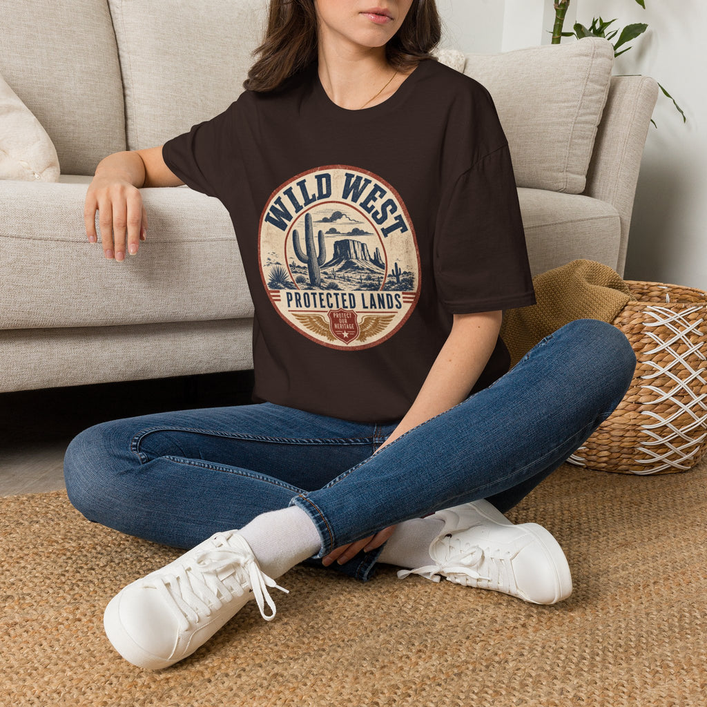 Wild West Vintage T-Shirt — "Wild West Protected Lands" Desert Cactus Graphic