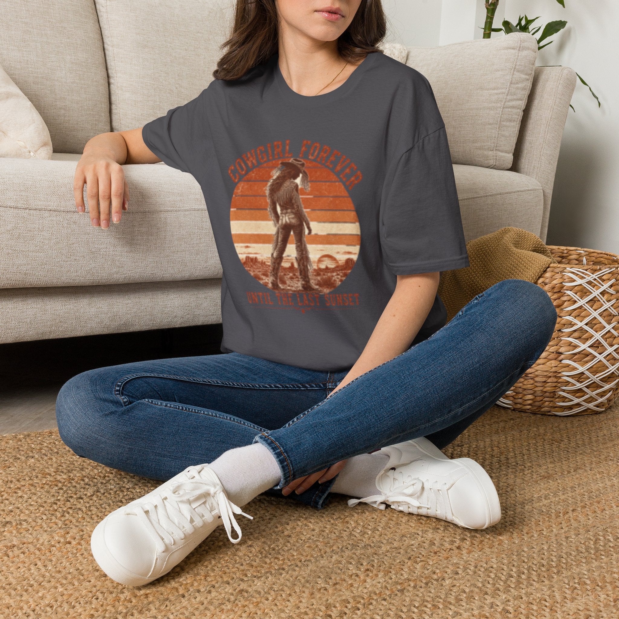 Cowgirl Forever T‑Shirt — Retro Sunset Western Graphic Tee