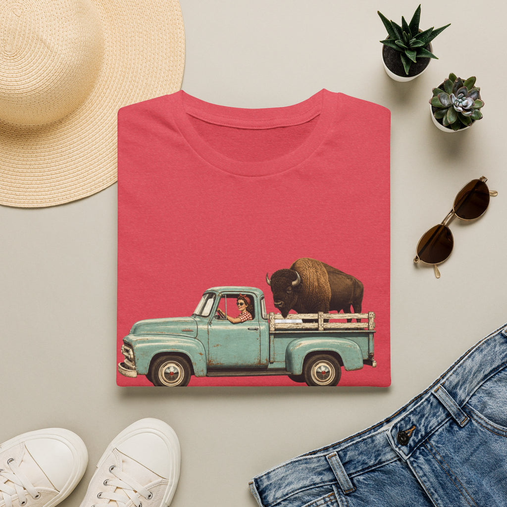 Vintage Truck & Buffalo T-Shirt — Retro Western Road Trip Tee