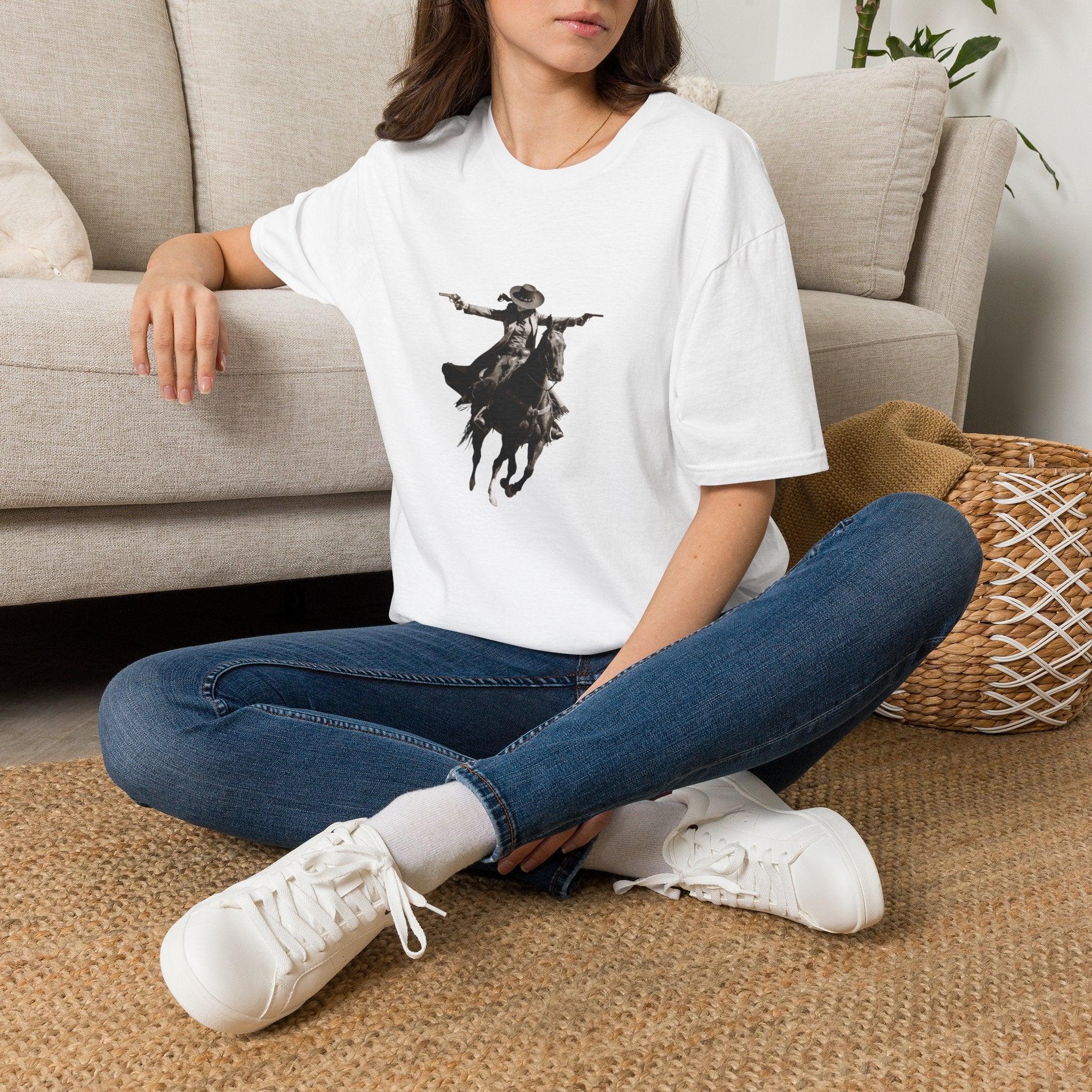 Cowgirl Rider T‑Shirt — Vintage Western Rodeo Print