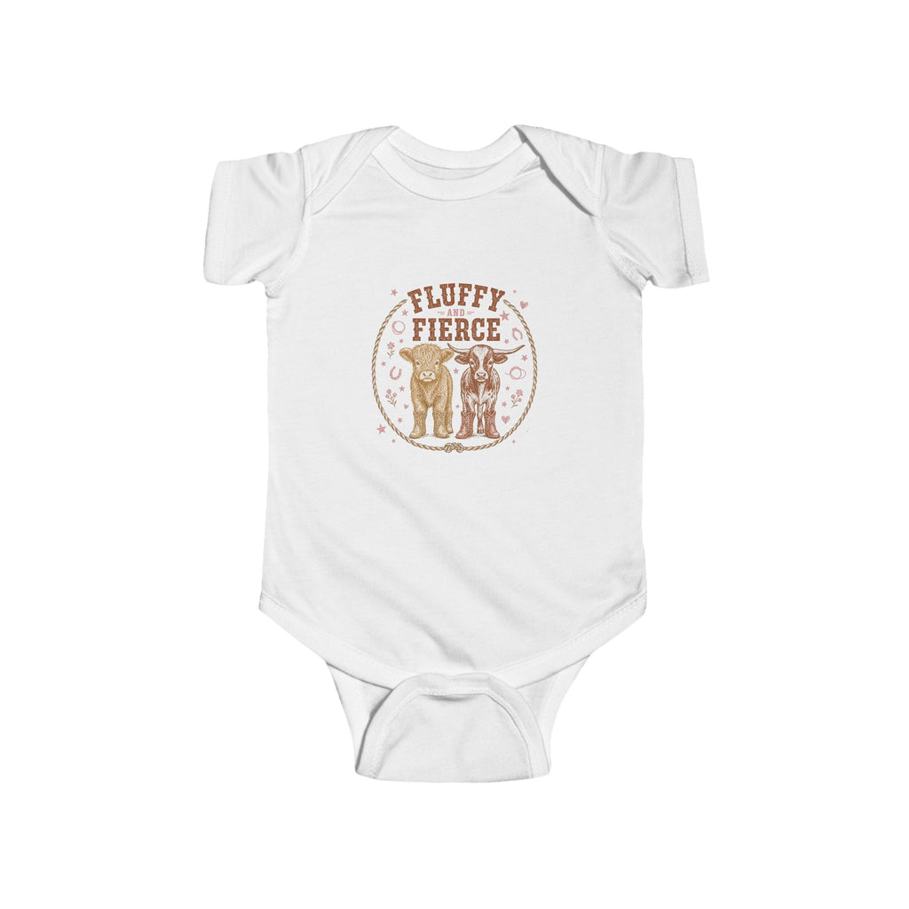 Fluffy & Fierce Baby Bodysuit – Cute Vintage Llama Graphic Infant Onesie