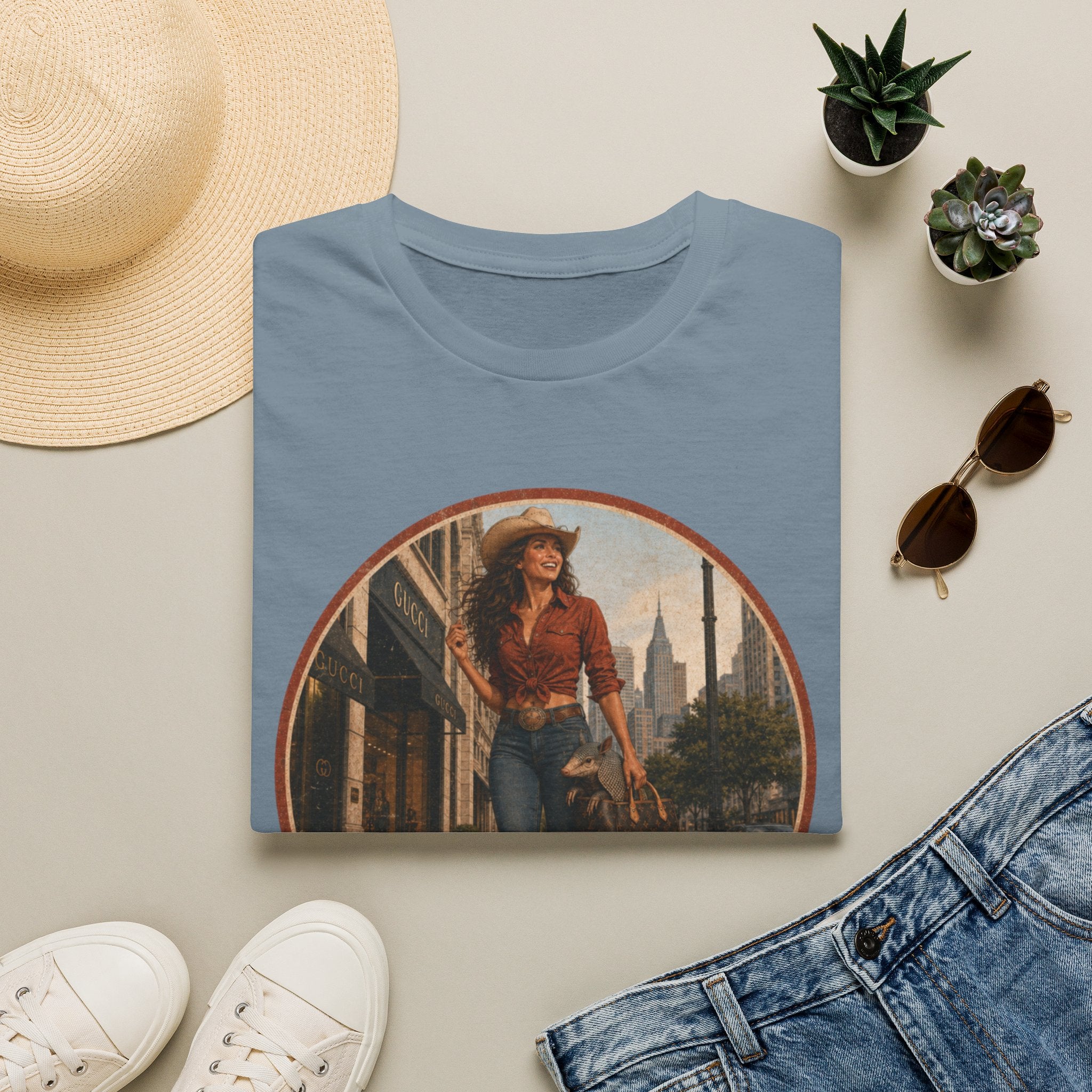 Cowgirl Cityscape T‑Shirt — Western Urban Vintage Graphic Tee