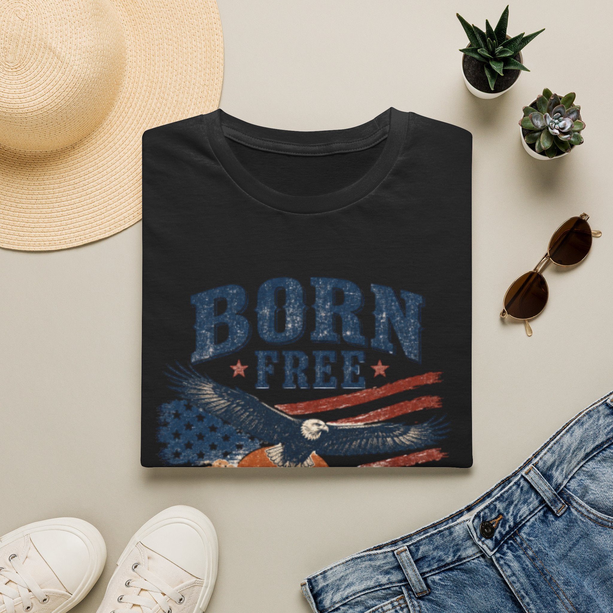 Born Free Eagle T-Shirt — Patriotic Raised Country Graphic Tee