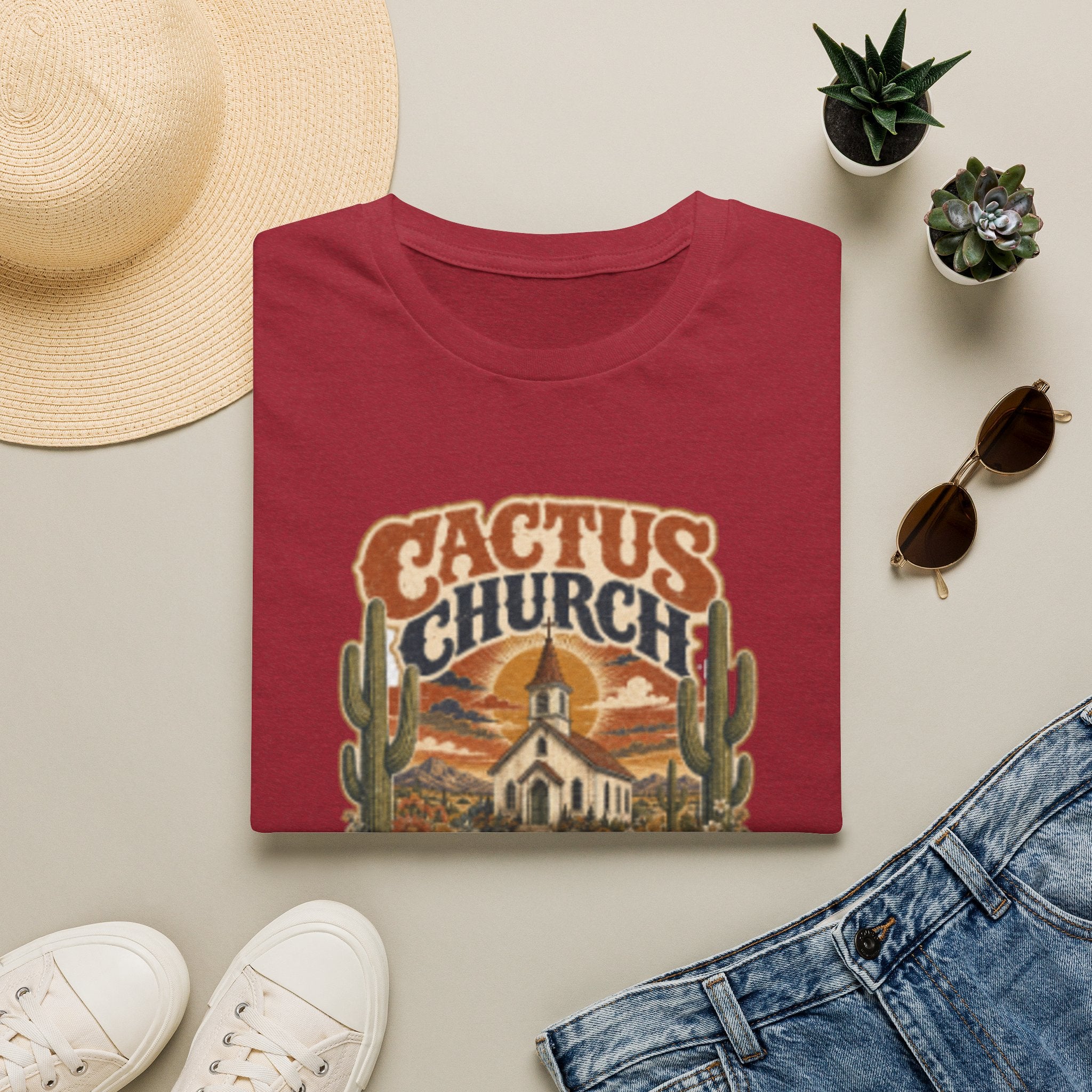 Cactus Church T-Shirt — Desert Vintage Faith Graphic Tee