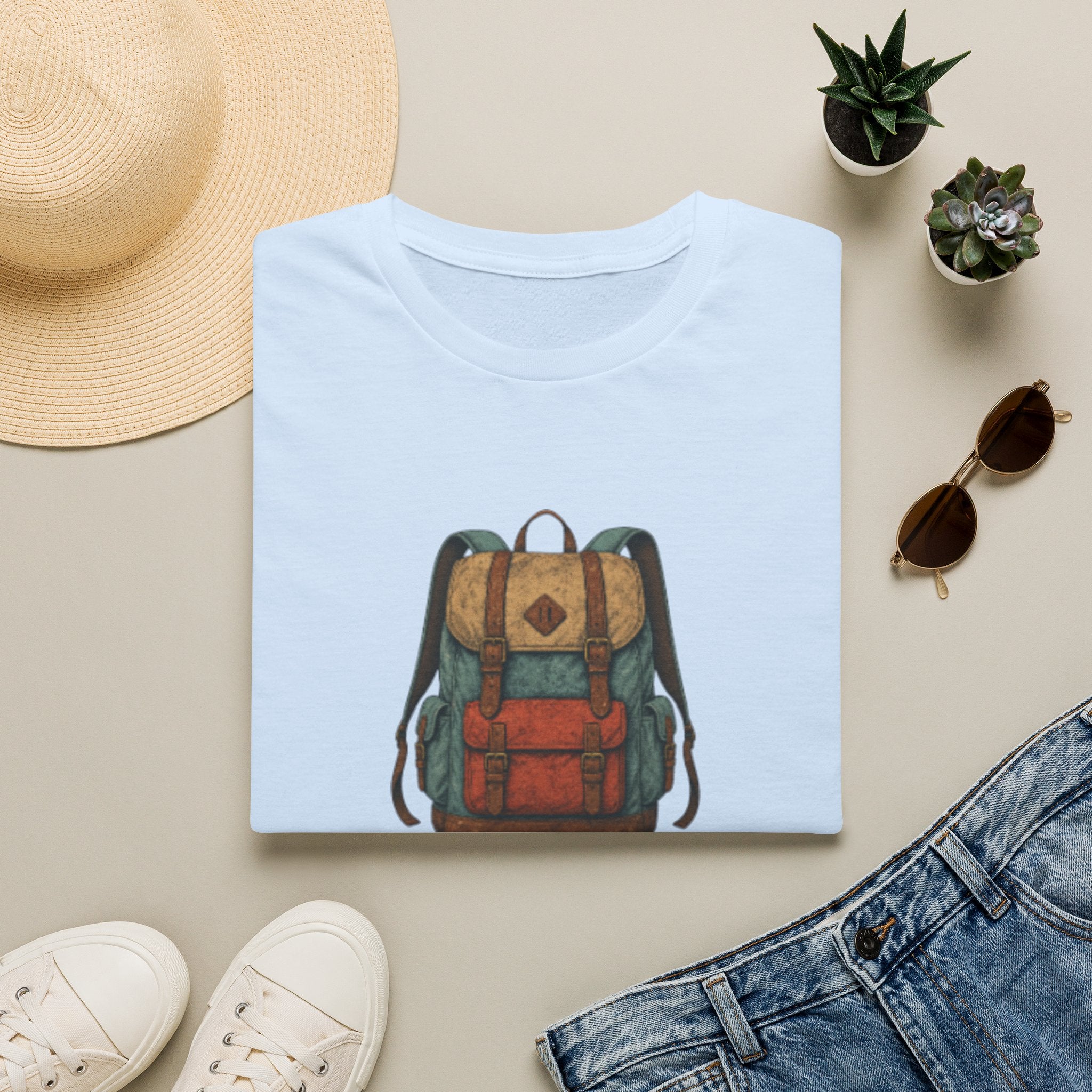 Adventure Backpack T‑Shirt — Vintage Camper Rucksack Graphic Tee