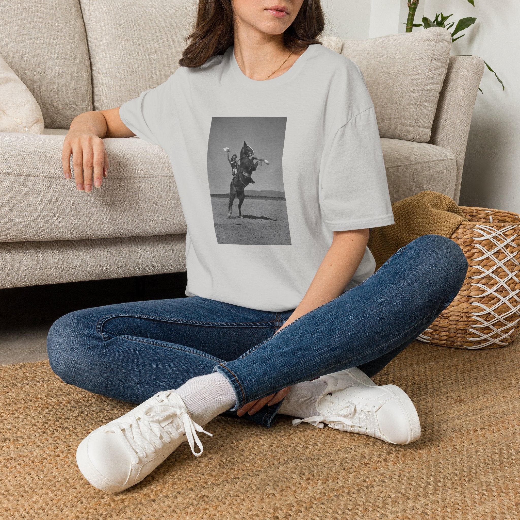 Vintage Rodeo Cowboy Photo T-Shirt — Black & White Western Graphic