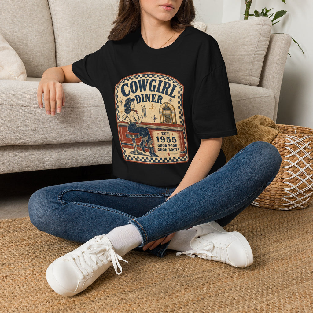 Cowgirl Diner Vintage Tee — Retro Western 'Cowgirl Diner' Graphic T-Shirt