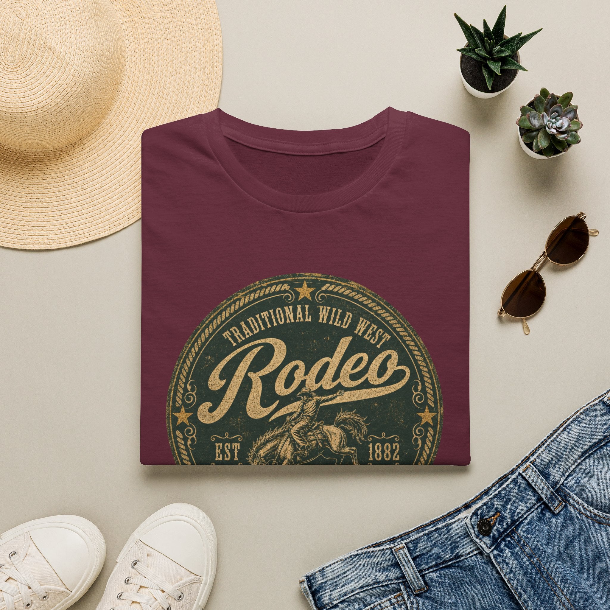Rodeo Vintage Round Logo T-Shirt — Western Cowboy Graphic Tee