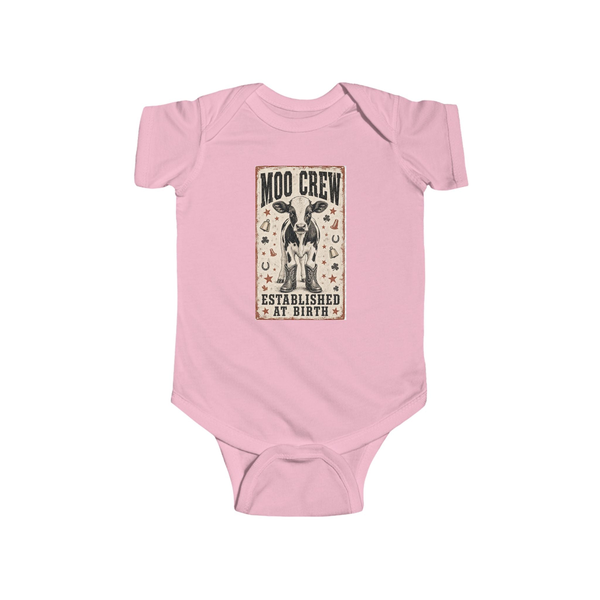 Infant Bodysuit — "Moo Crew" Vintage Cow Graphic (Established at Birth)