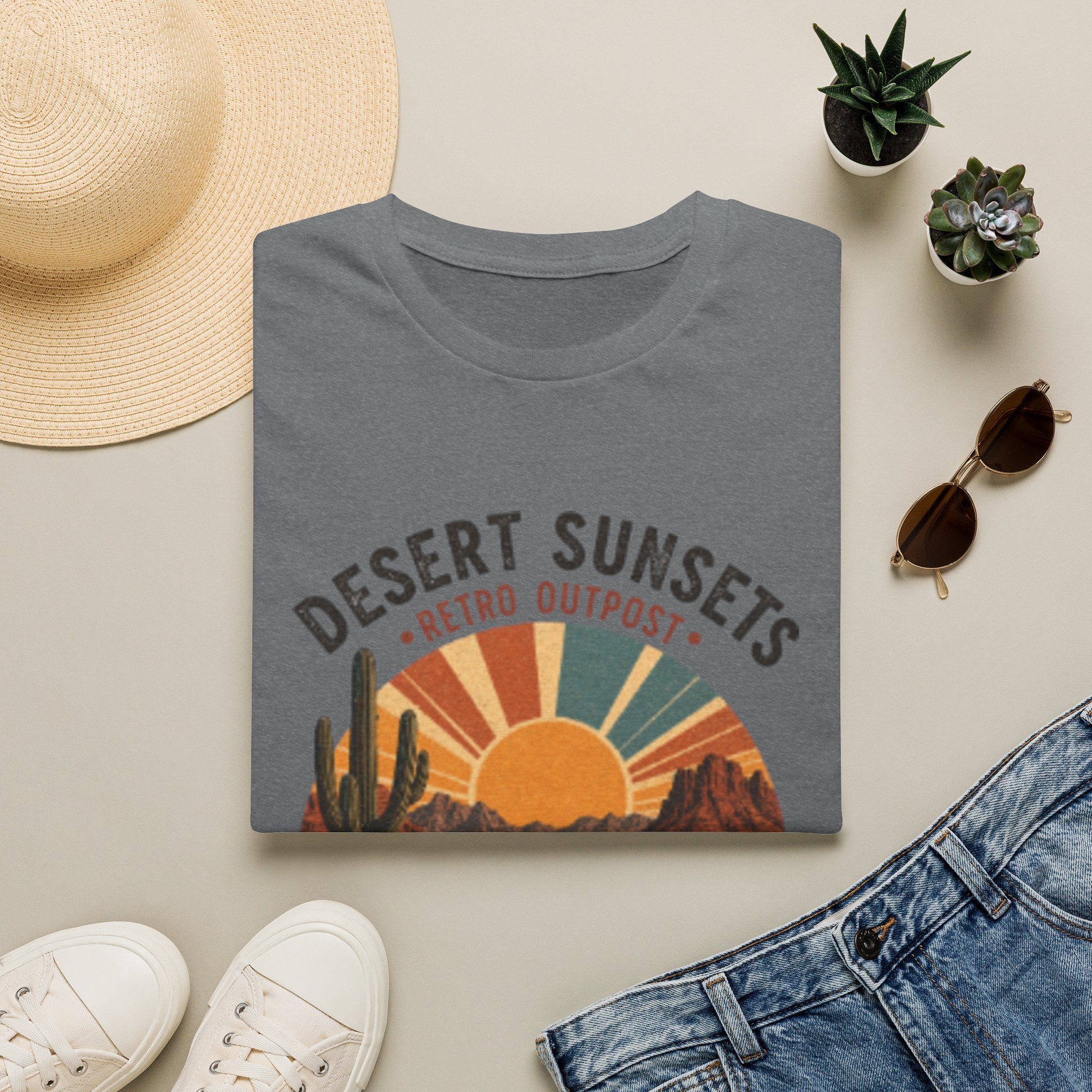 Desert Sunsets T-Shirt — Retro Outpost 'Roam Far • Stay Wild' Graphic Tee