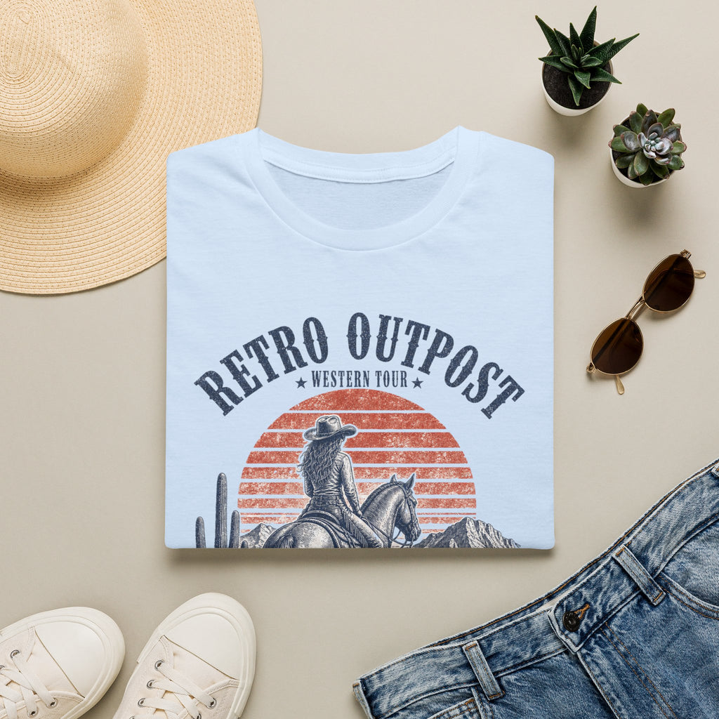 Retro Outpost Western T-Shirt — Cowboy Desert Sunset Graphic